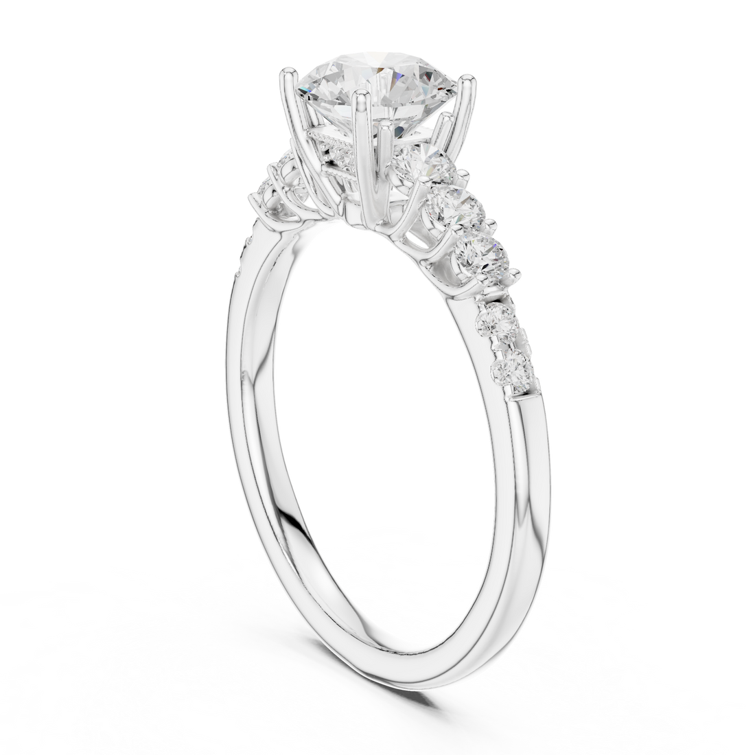 Premium Round Cut Ring with Sparkling Diamond Accents