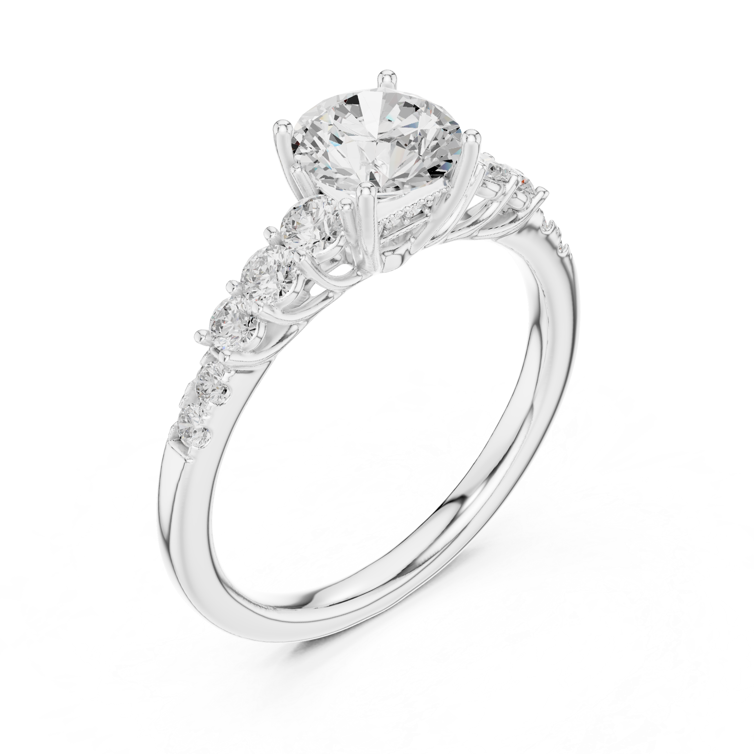 Premium Round Cut Ring with Sparkling Diamond Accents