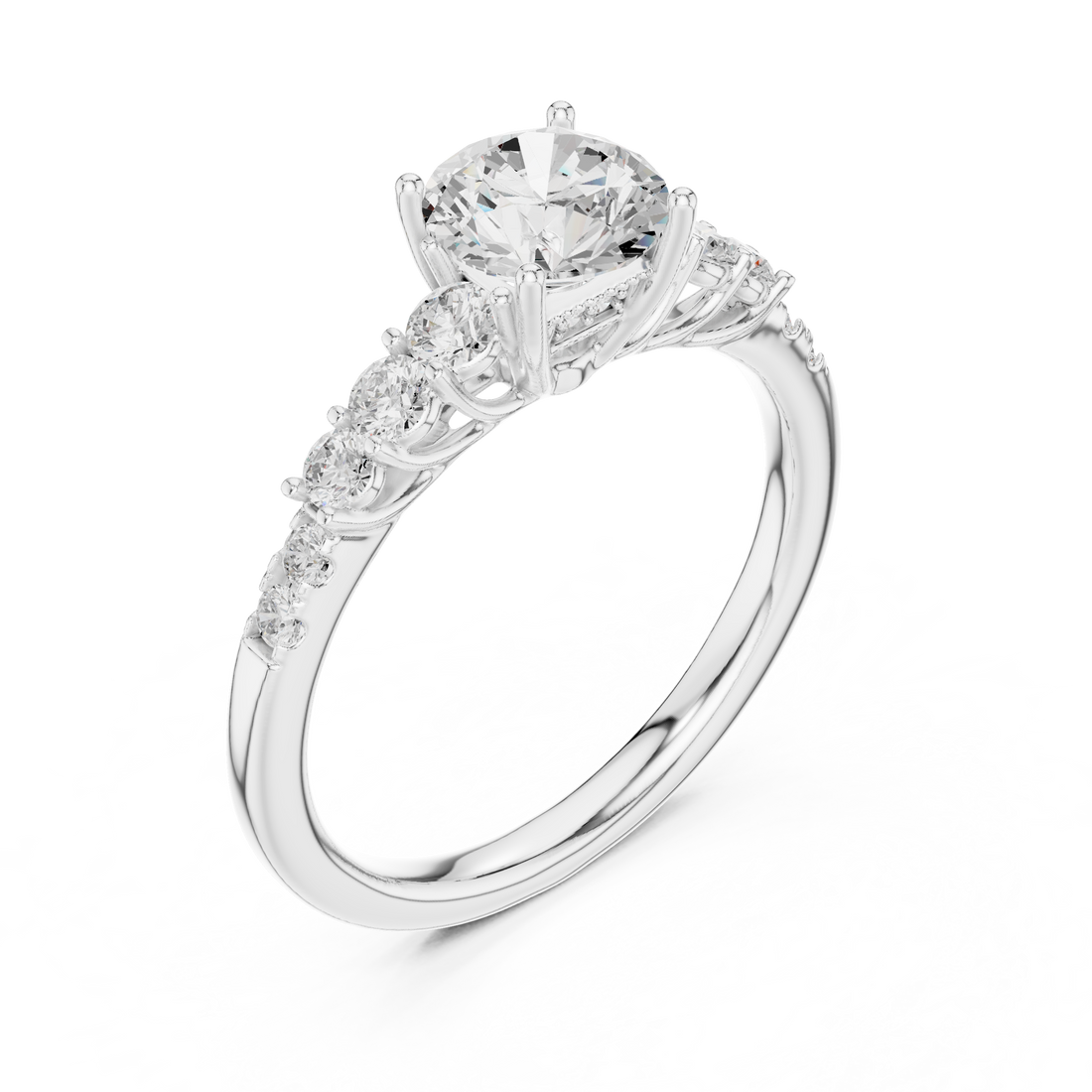Premium Round Cut Ring with Sparkling Diamond Accents