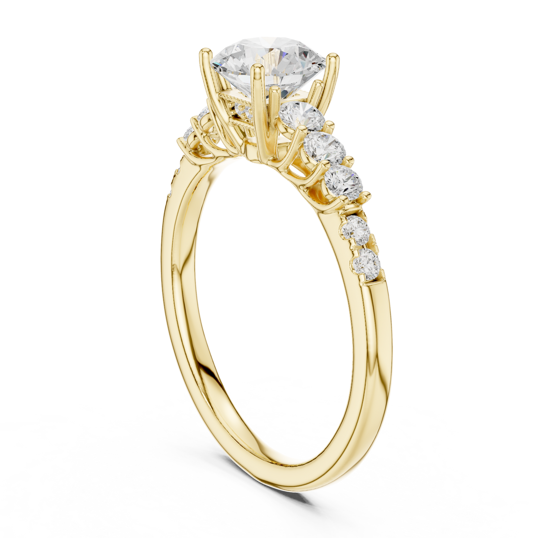 Premium Round Cut Ring with Sparkling Diamond Accents