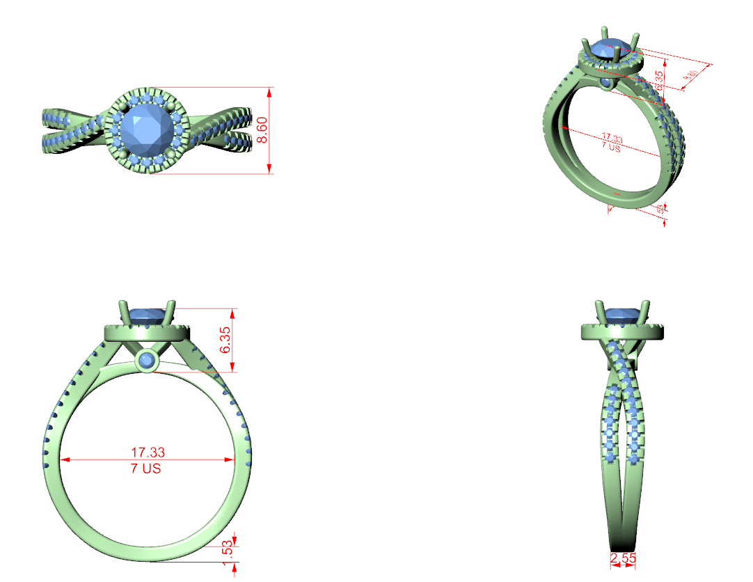 Brilliant Round Halo Ring with Twisted Pave Band for Her