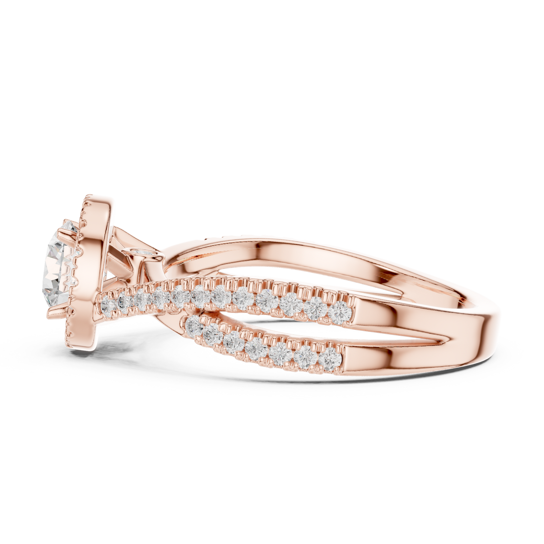Brilliant Round Halo Ring with Twisted Pave Band for Her