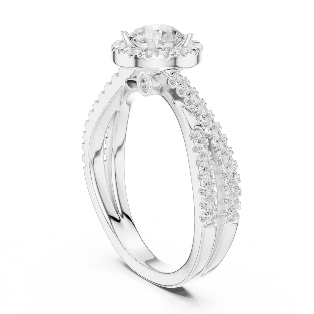 Brilliant Round Halo Ring with Twisted Pave Band for Her