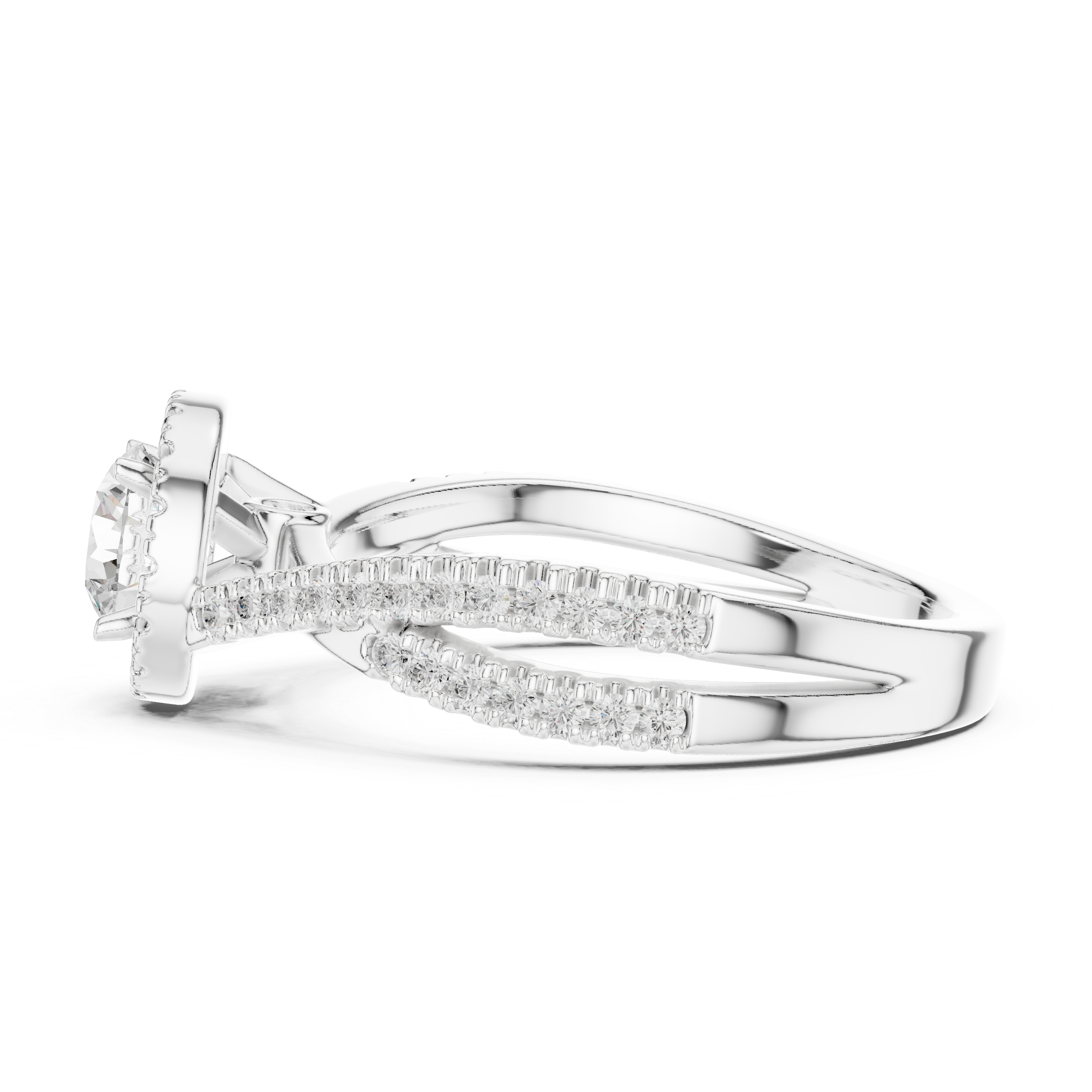 Brilliant Round Halo Ring with Twisted Pave Band for Her