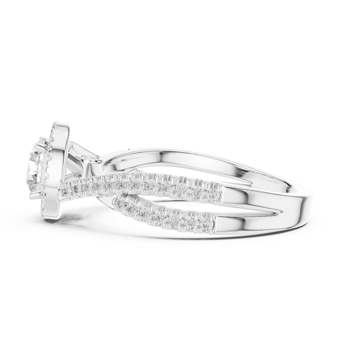 Brilliant Round Halo Ring with Twisted Pave Band for Her