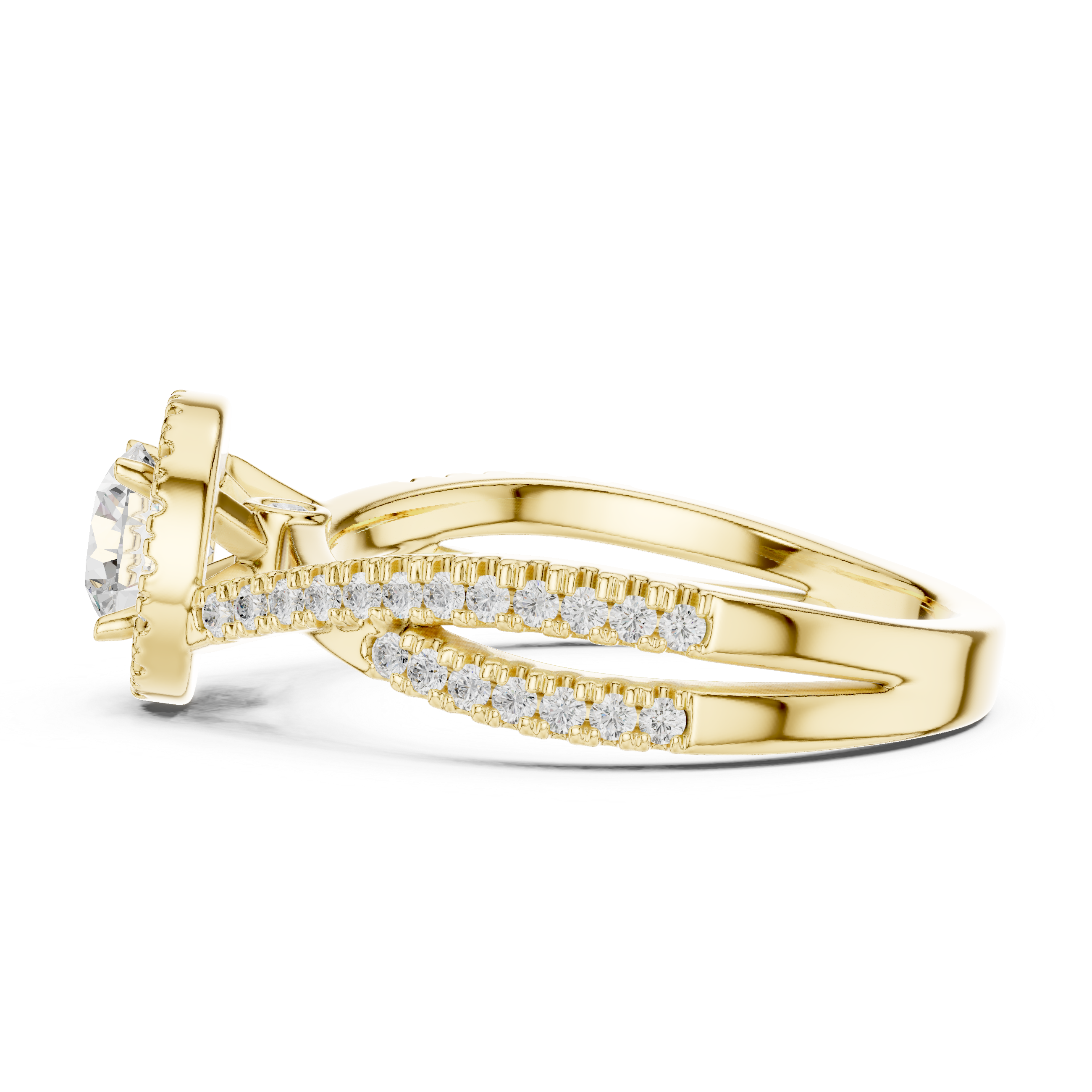 Brilliant Round Halo Ring with Twisted Pave Band for Her