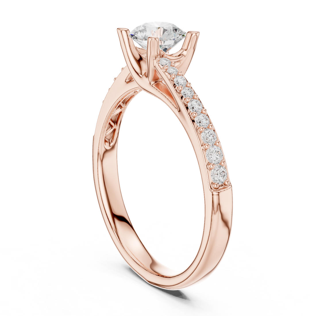 Contemporary Bypass Diamond Engagement Ring Design