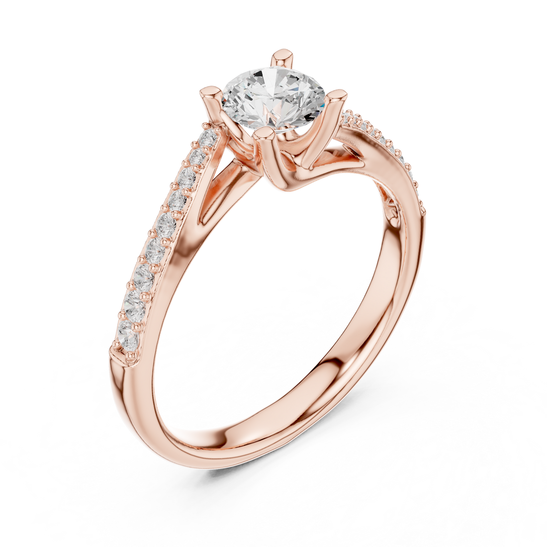 Contemporary Bypass Diamond Engagement Ring Design