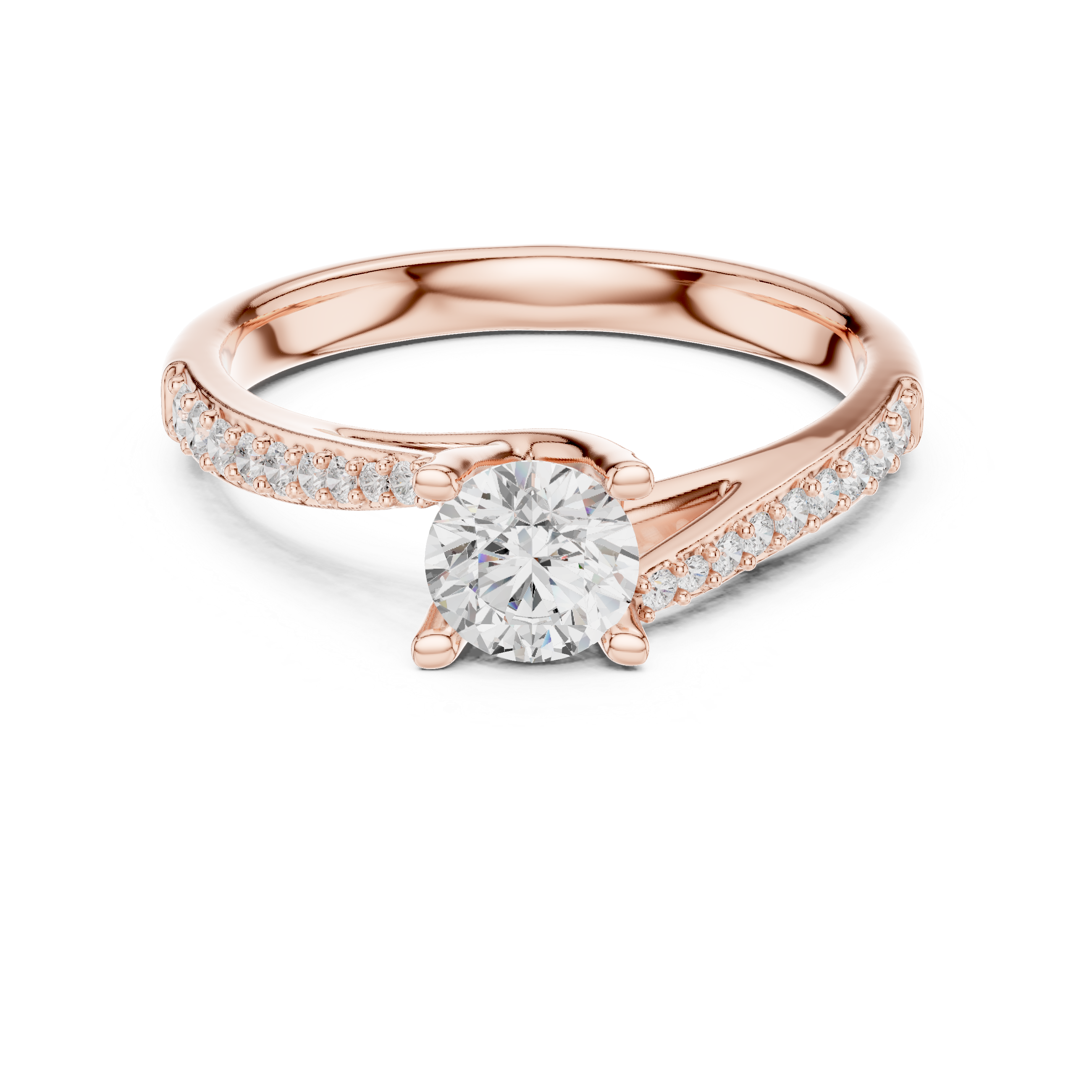 Contemporary Bypass Diamond Engagement Ring Design