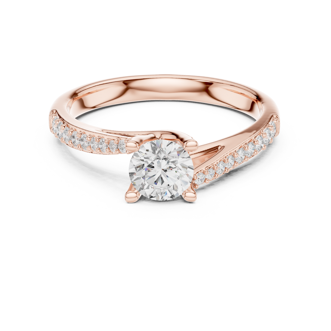 Contemporary Bypass Diamond Engagement Ring Design