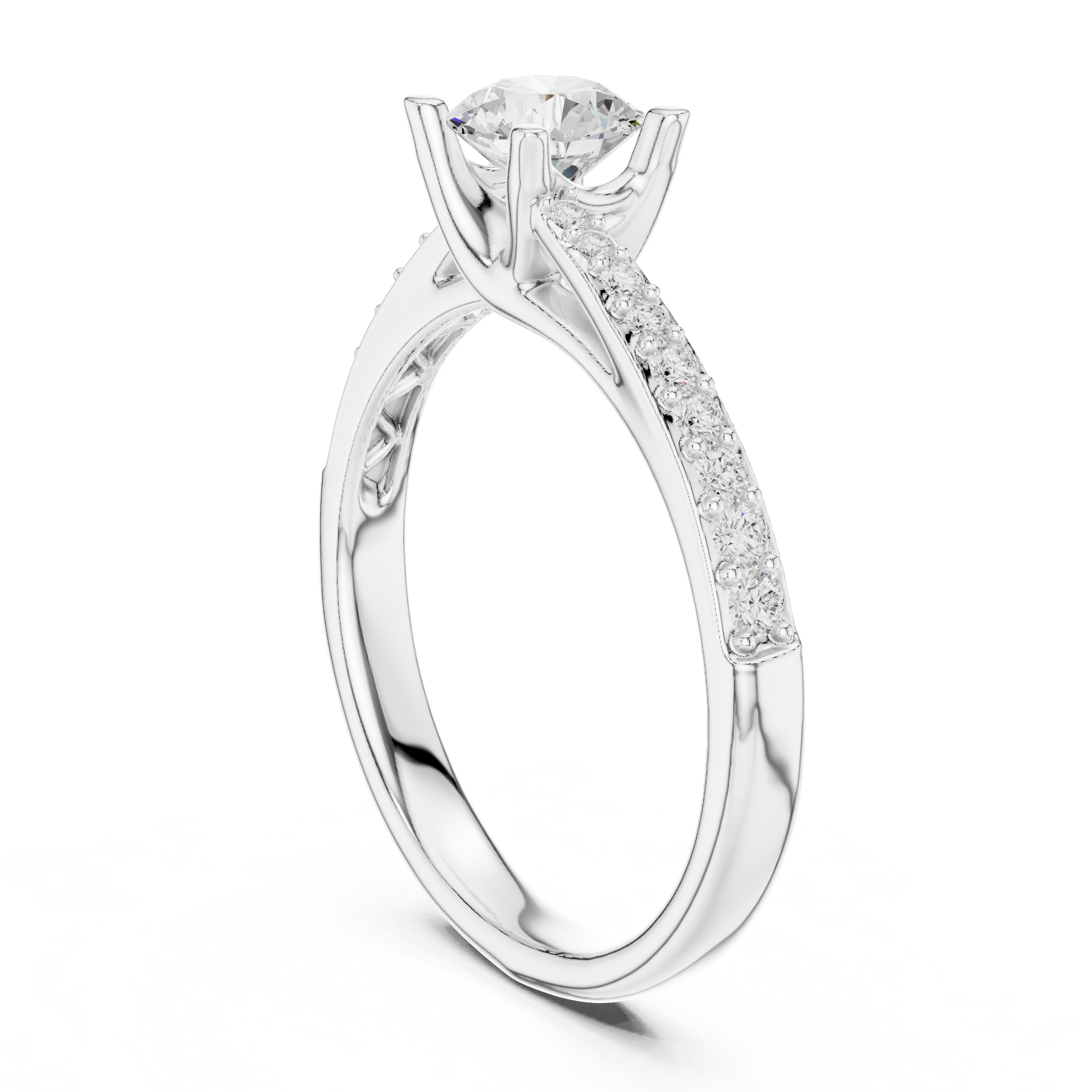 Contemporary Bypass Diamond Engagement Ring Design