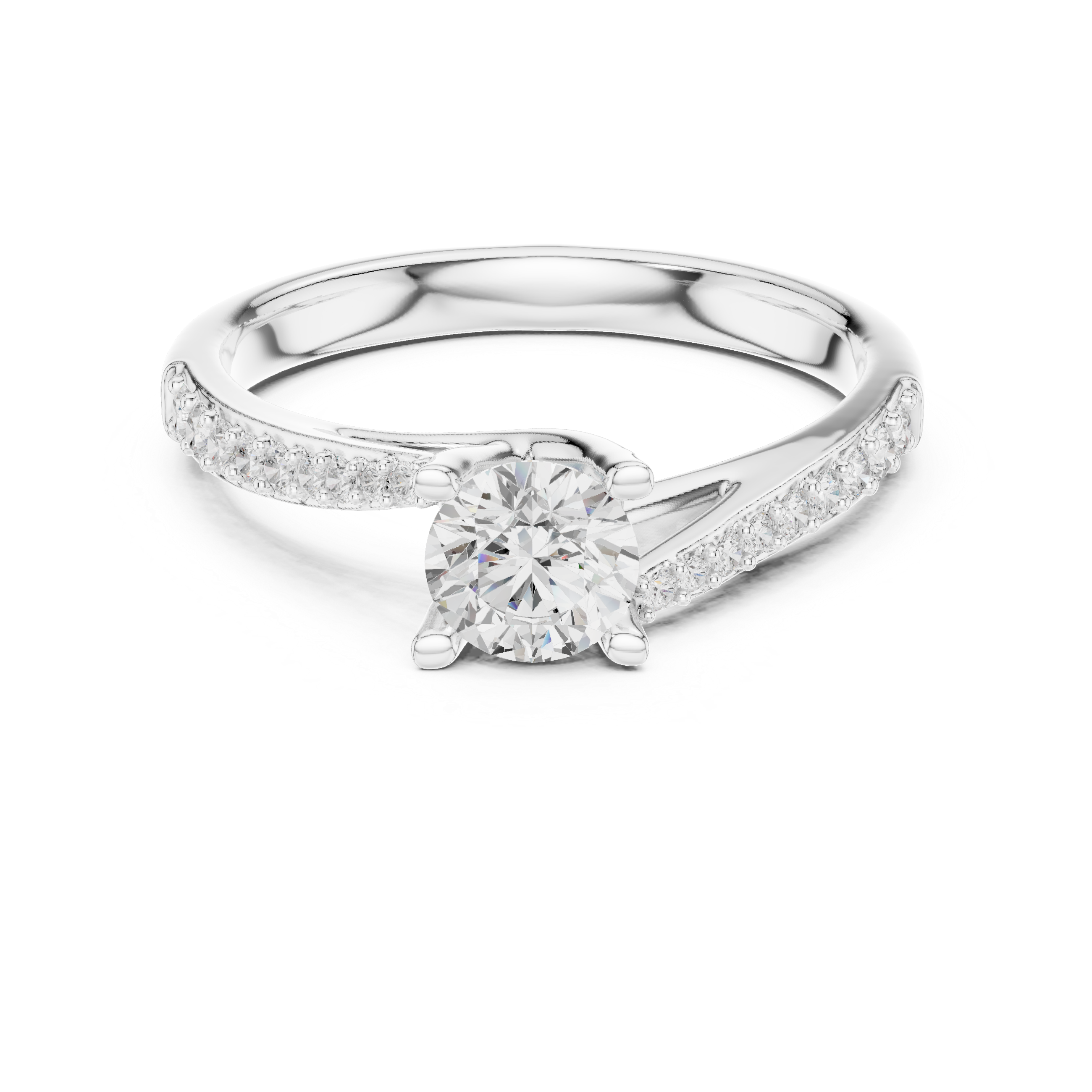 Contemporary Bypass Diamond Engagement Ring Design