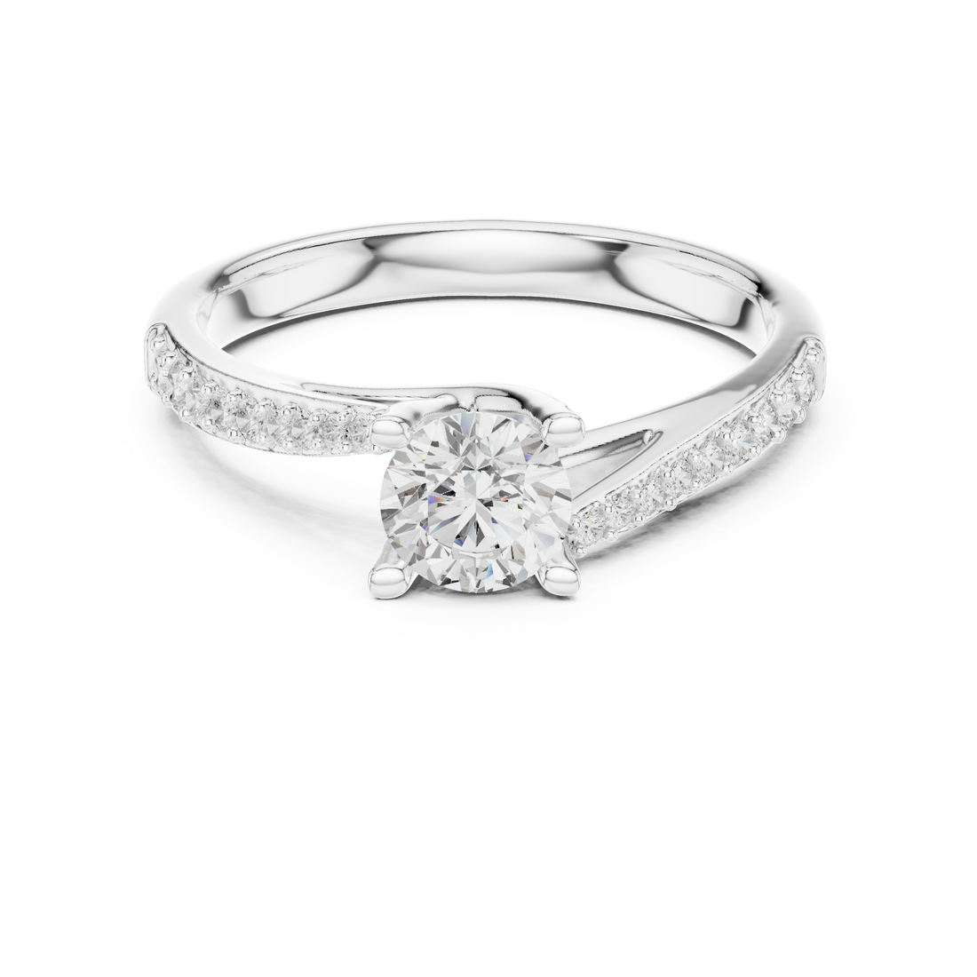 Contemporary Bypass Diamond Engagement Ring Design