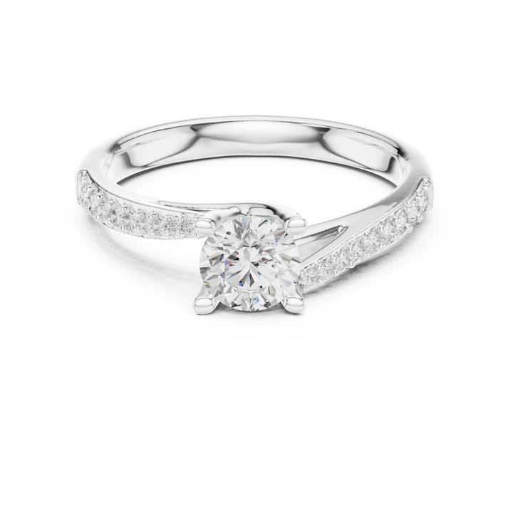 Contemporary Bypass Diamond Engagement Ring Design