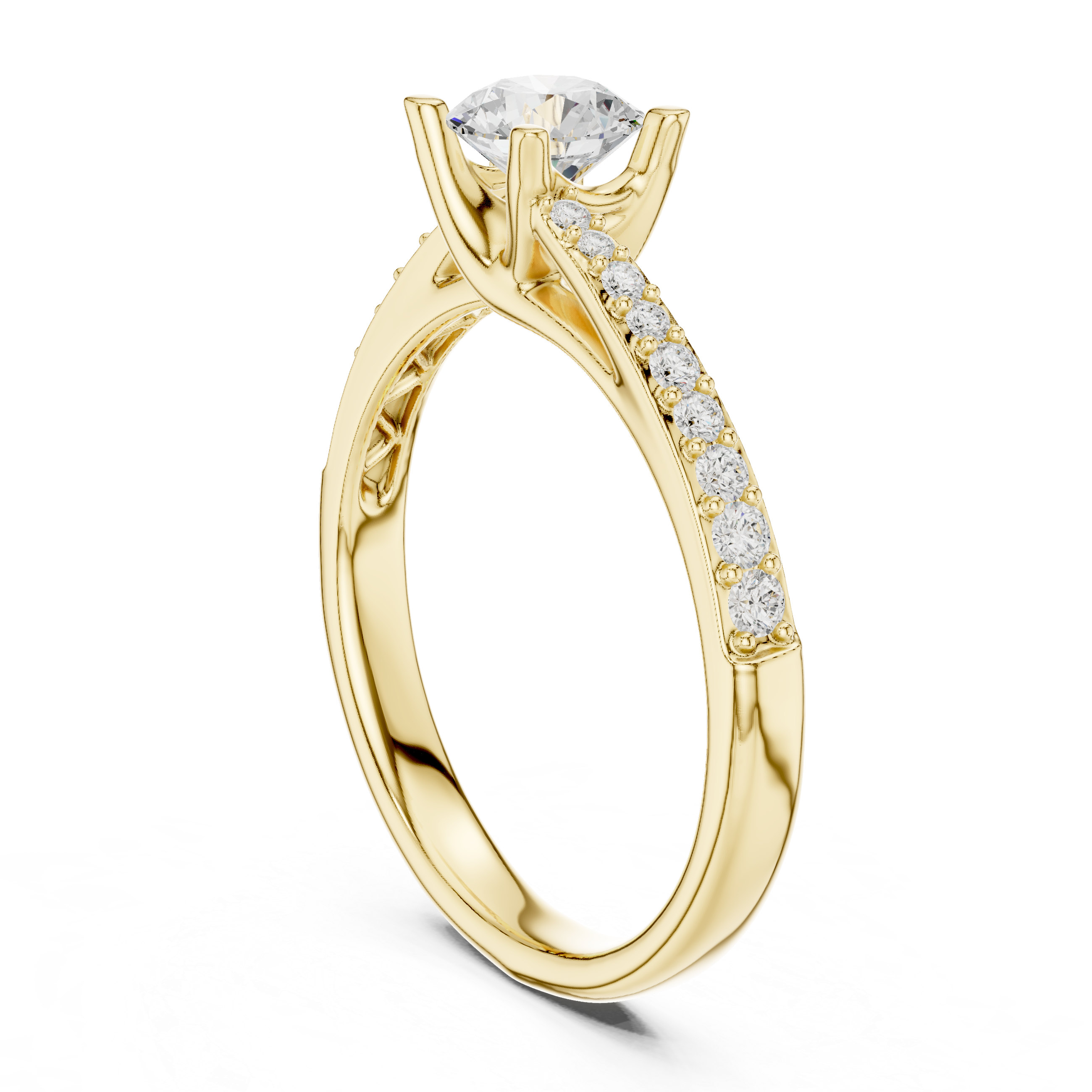 Contemporary Bypass Diamond Engagement Ring Design