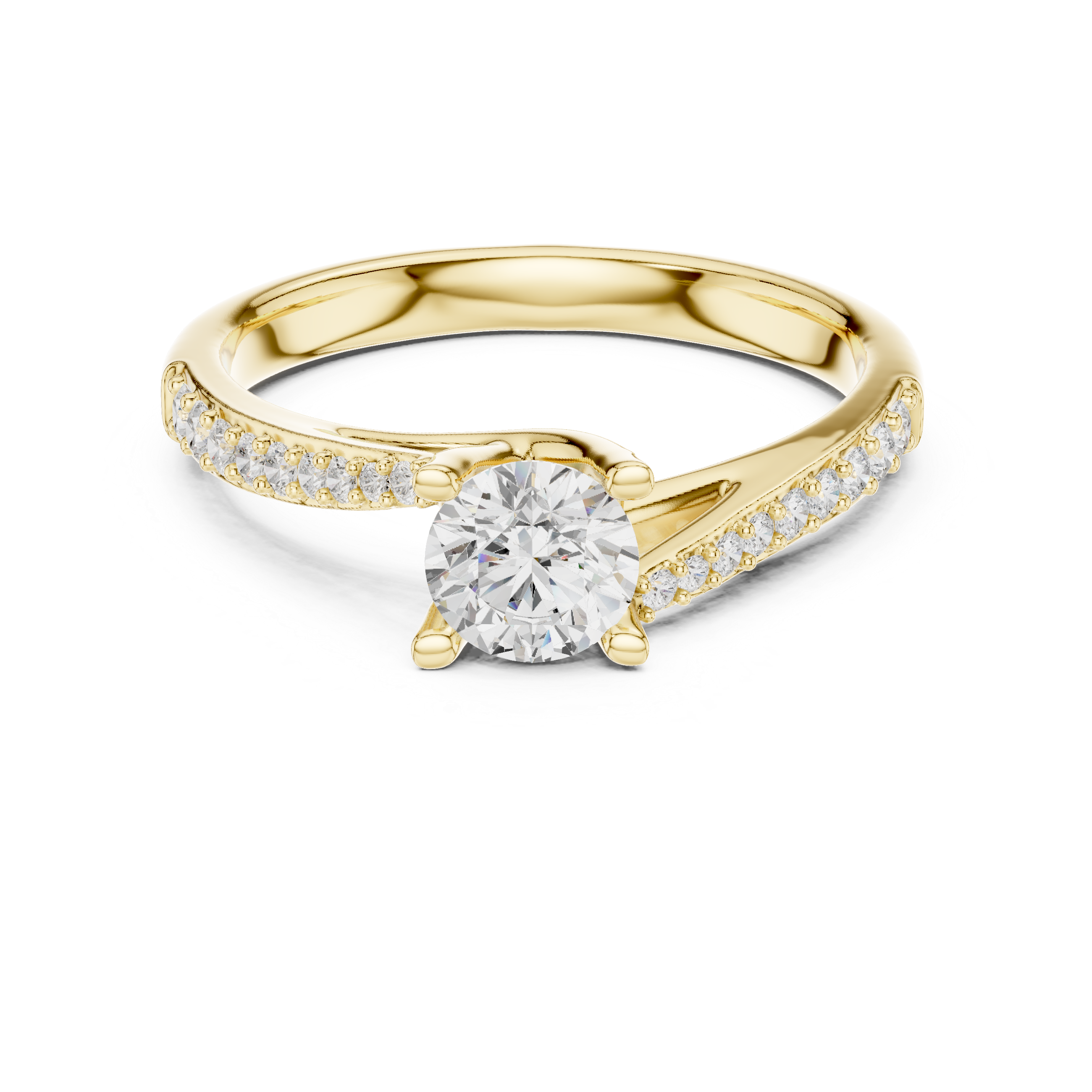 Contemporary Bypass Diamond Engagement Ring Design