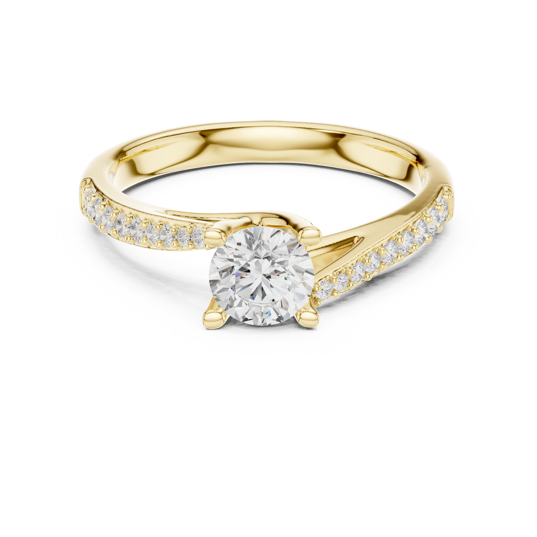Contemporary Bypass Diamond Engagement Ring Design
