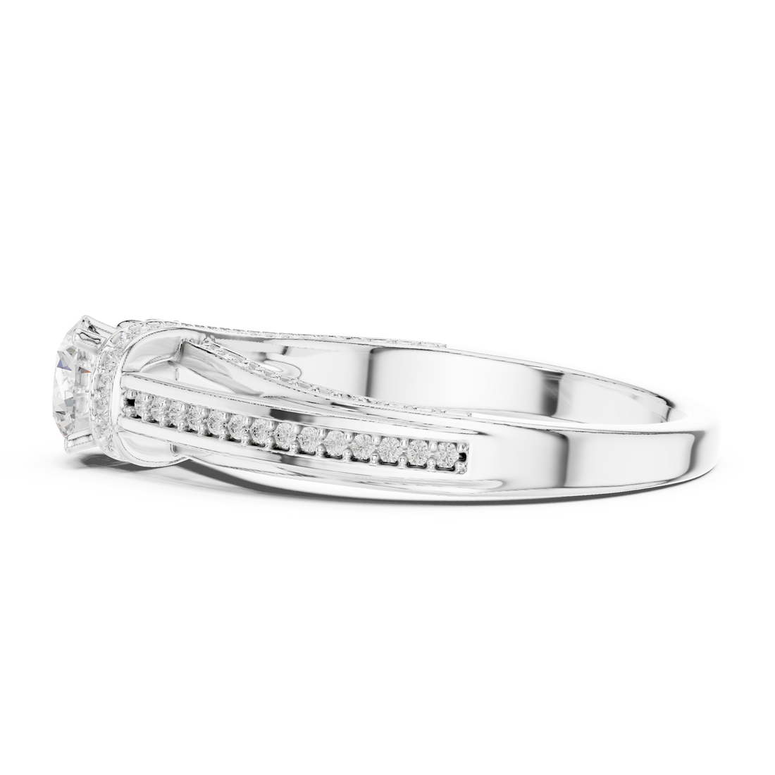 Premium Round Cut Engagement Ring with Side Diamond Accents