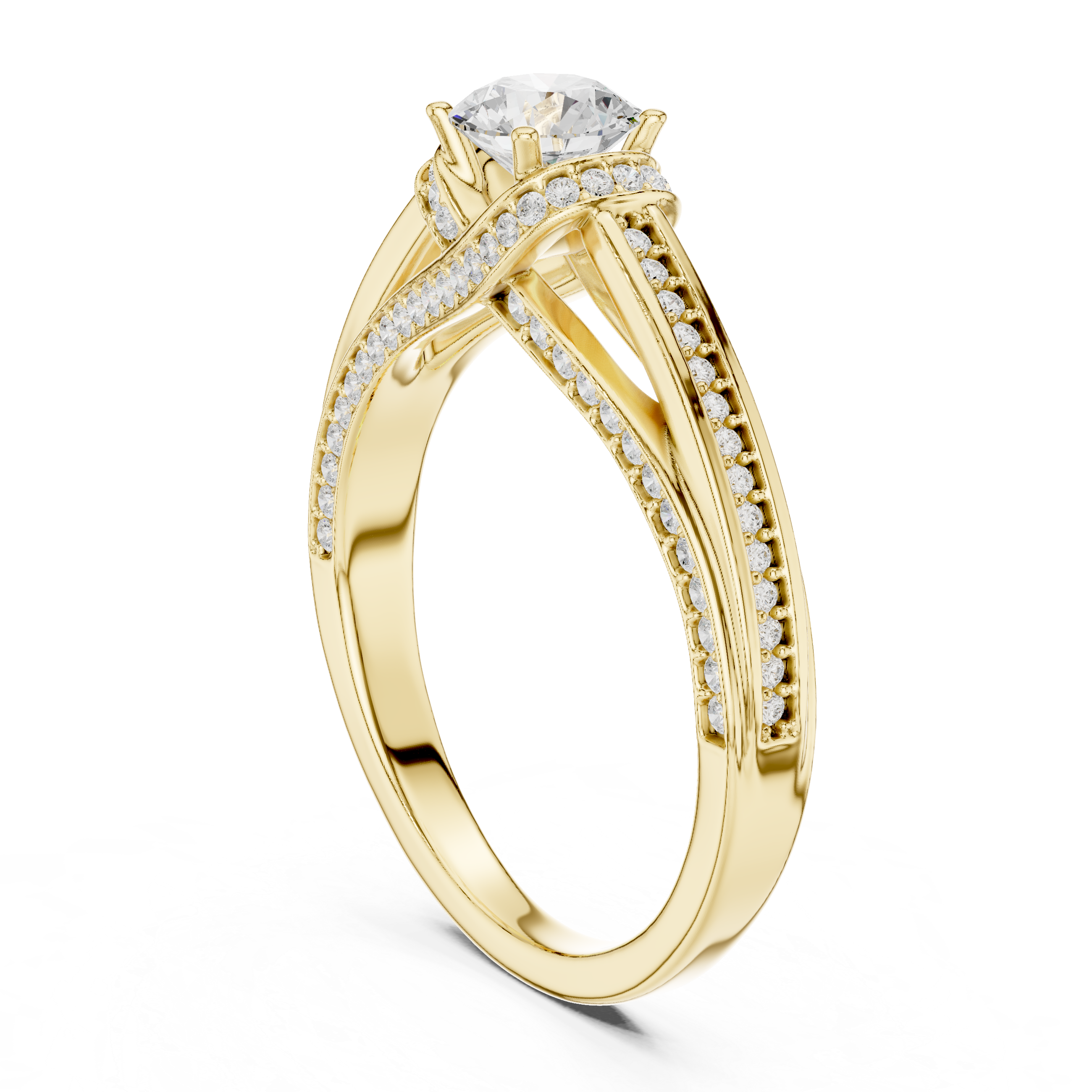 Premium Round Cut Engagement Ring with Side Diamond Accents