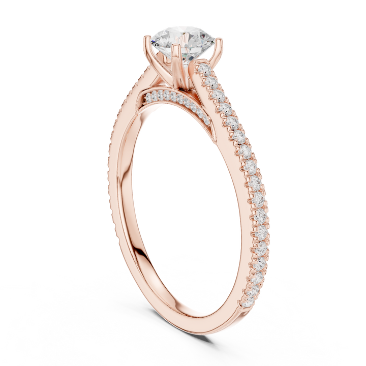 Premium Round Cut Engagement Ring with Side Diamond Accents