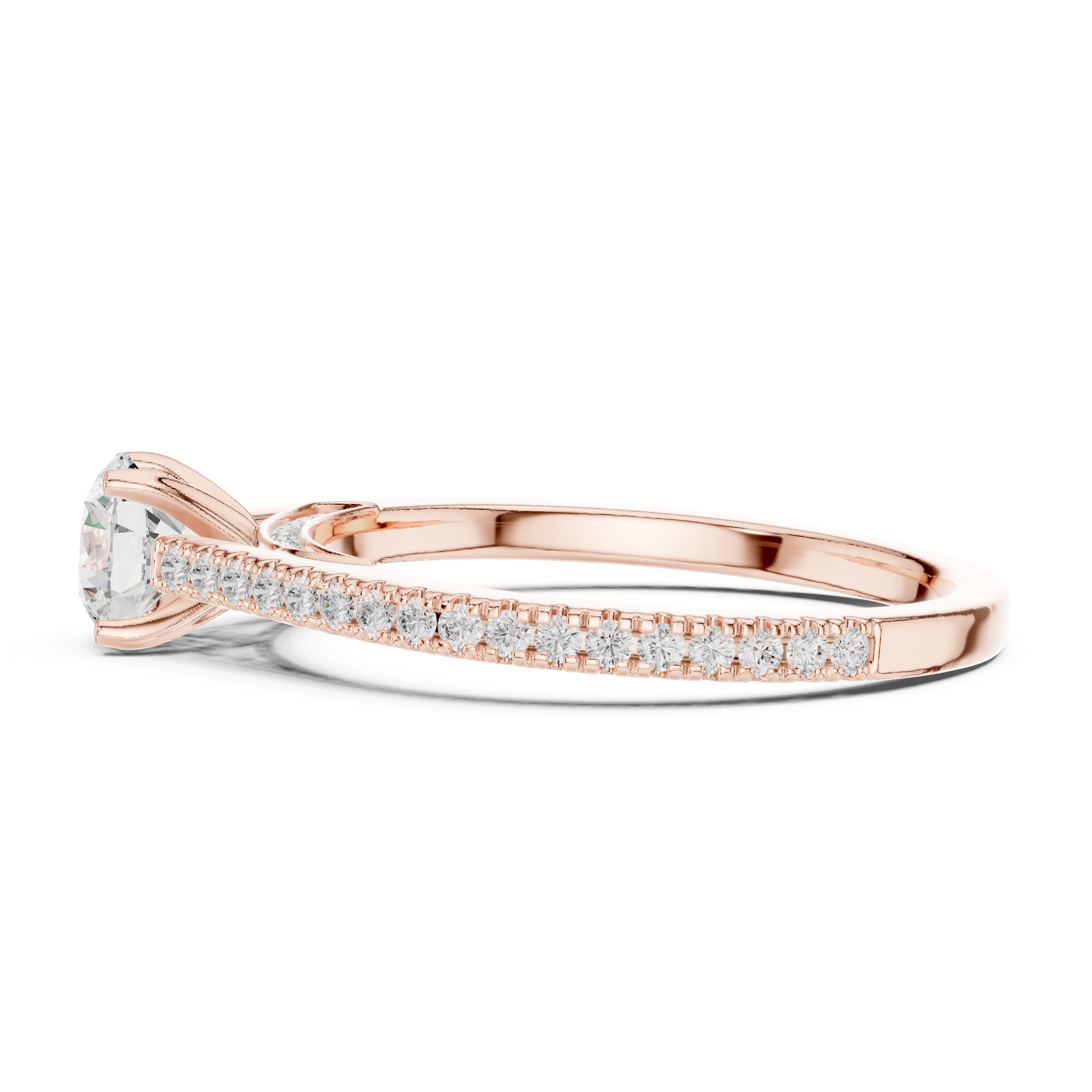 Premium Round Cut Engagement Ring with Side Diamond Accents