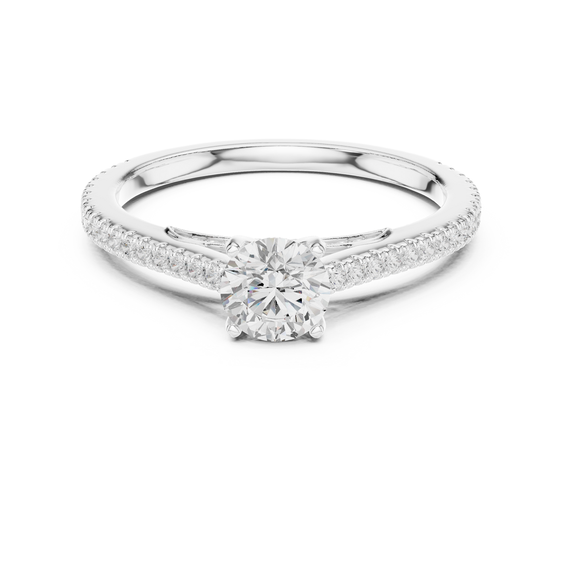 Premium Round Cut Engagement Ring with Side Diamond Accents