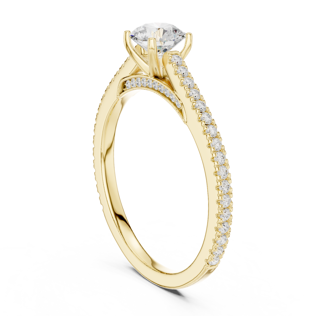 Premium Round Cut Engagement Ring with Side Diamond Accents