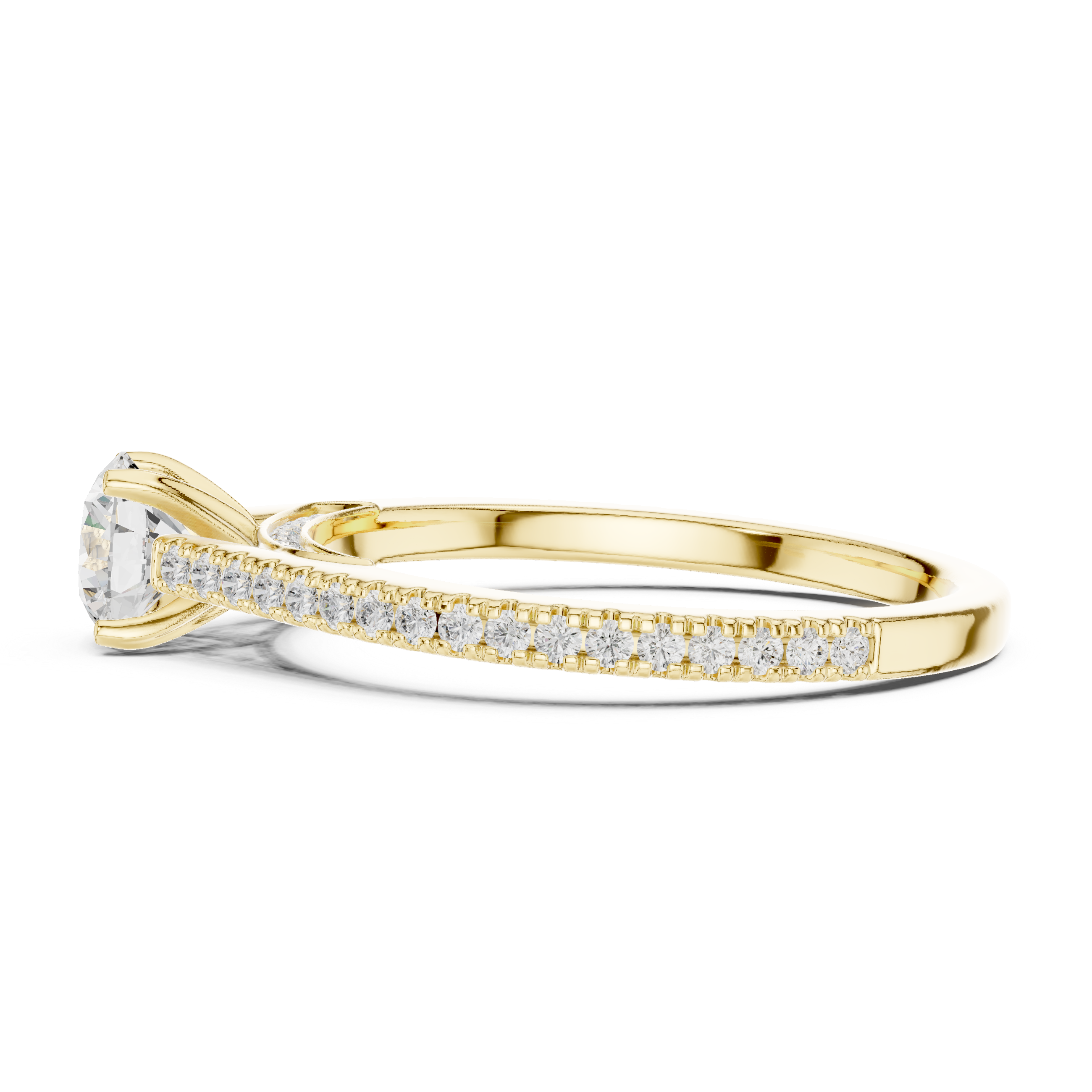 Premium Round Cut Engagement Ring with Side Diamond Accents