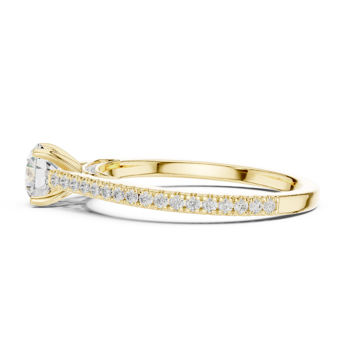 Premium Round Cut Engagement Ring with Side Diamond Accents