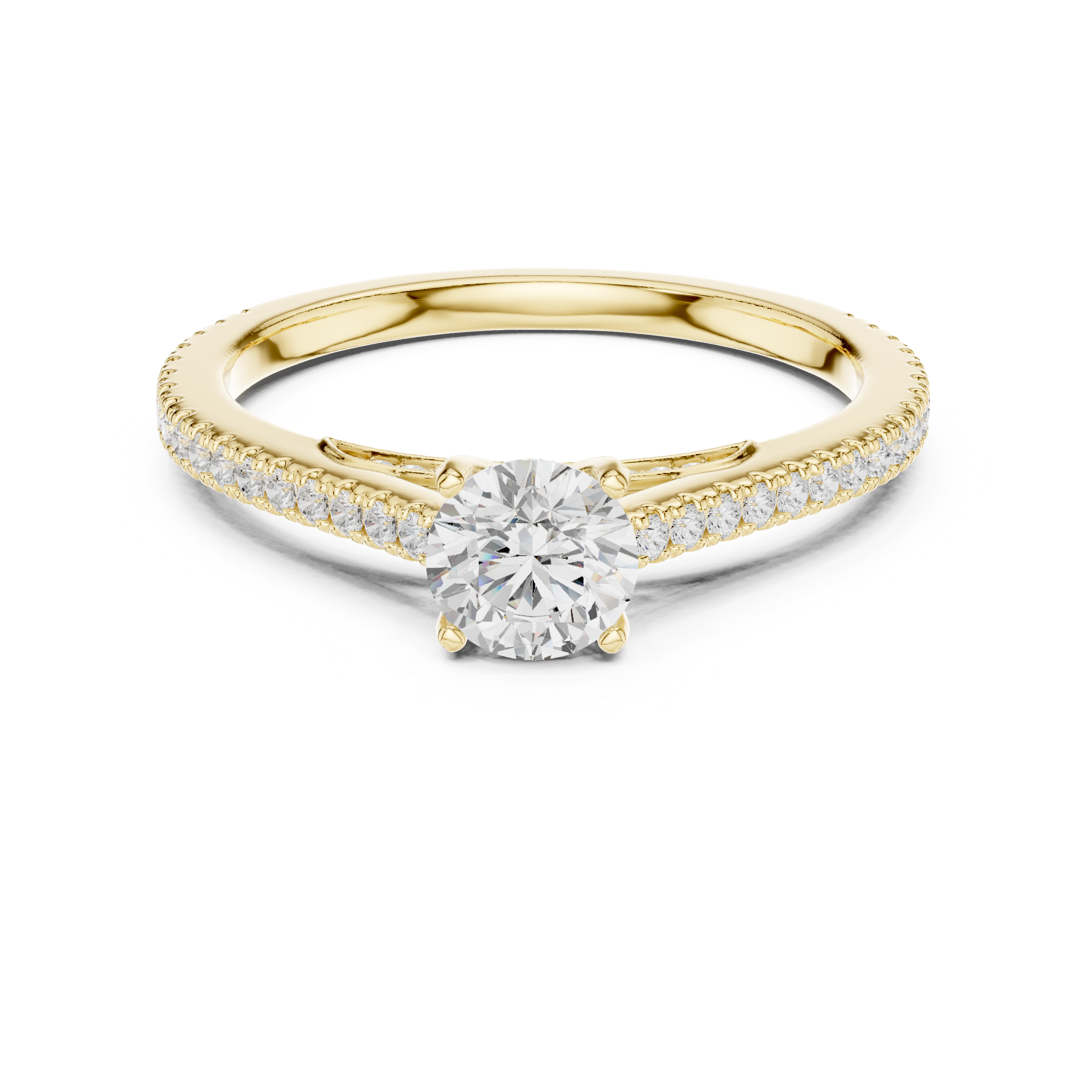Premium Round Cut Engagement Ring with Side Diamond Accents