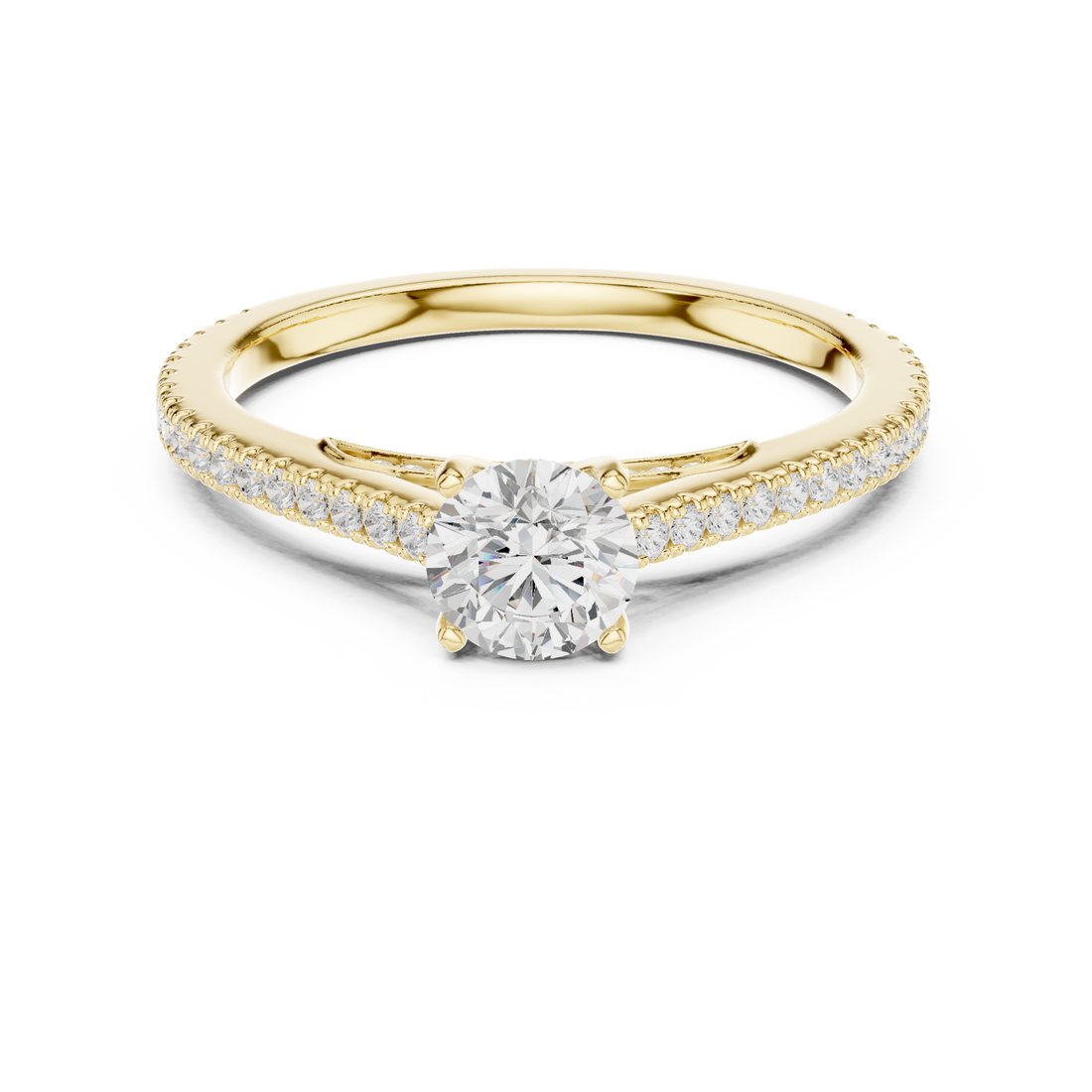 Premium Round Cut Engagement Ring with Side Diamond Accents