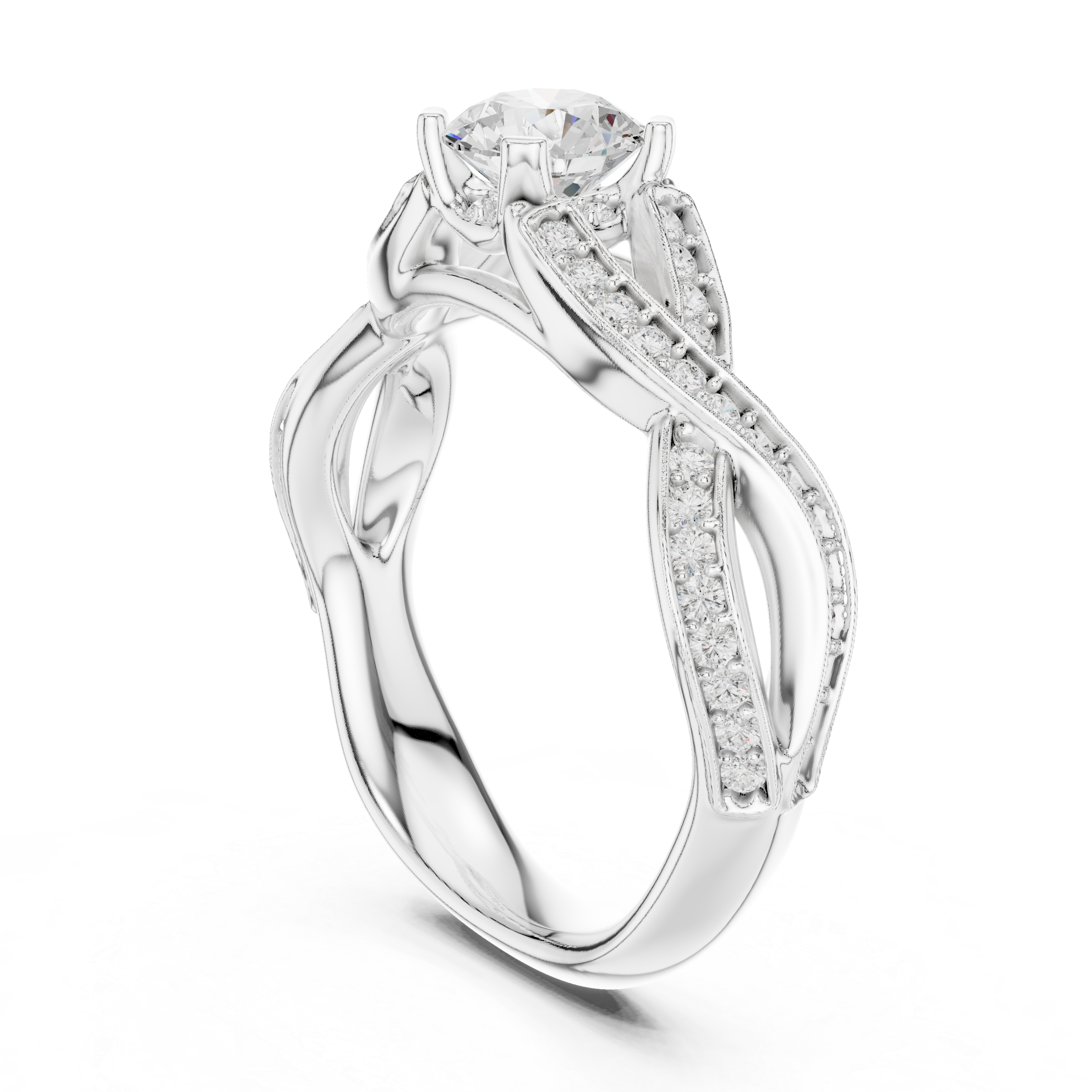 Sophisticated White Gold Diamond Ring with Infinity Design
