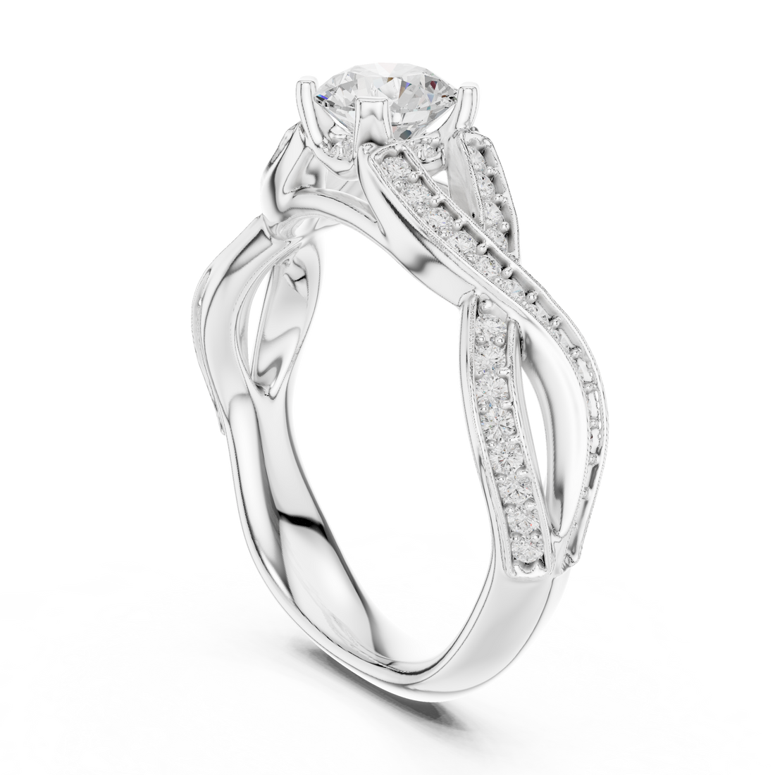 Sophisticated White Gold Diamond Ring with Infinity Design