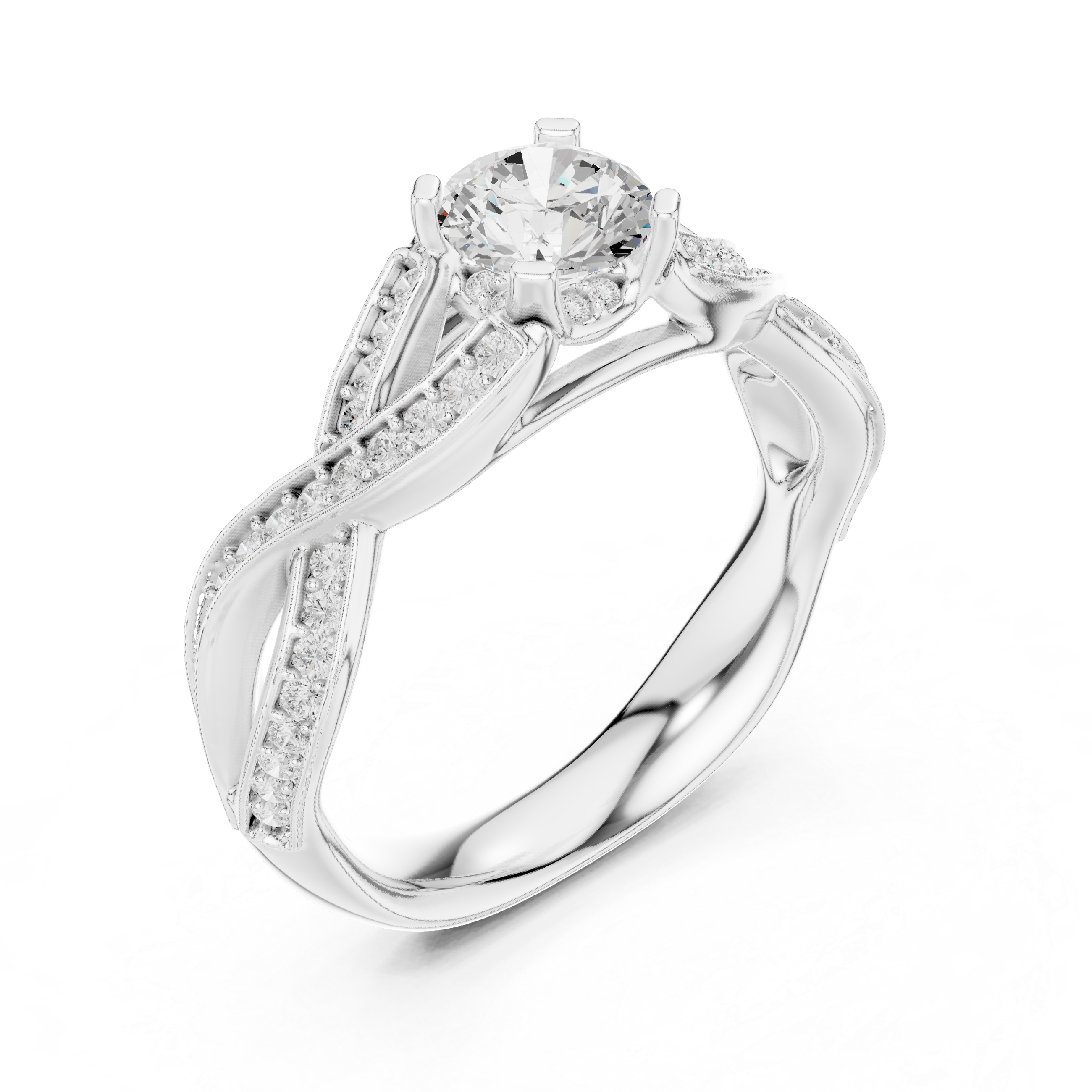 Sophisticated White Gold Diamond Ring with Infinity Design