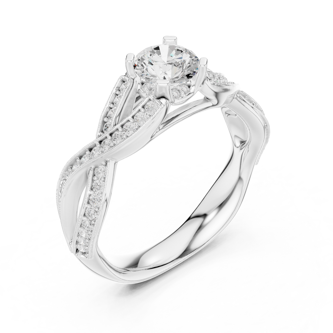 Sophisticated White Gold Diamond Ring with Infinity Design