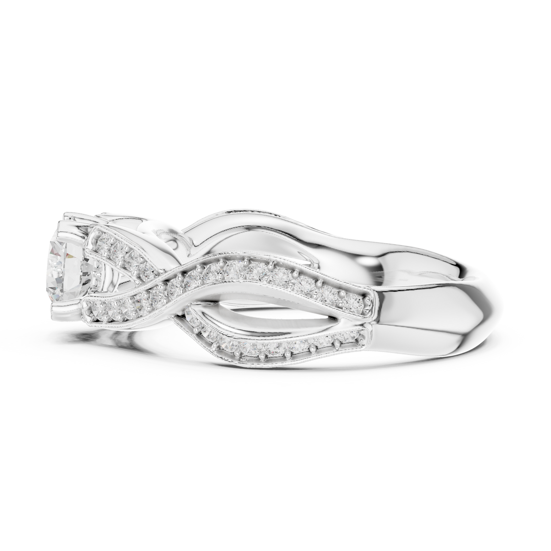 Sophisticated White Gold Diamond Ring with Infinity Design