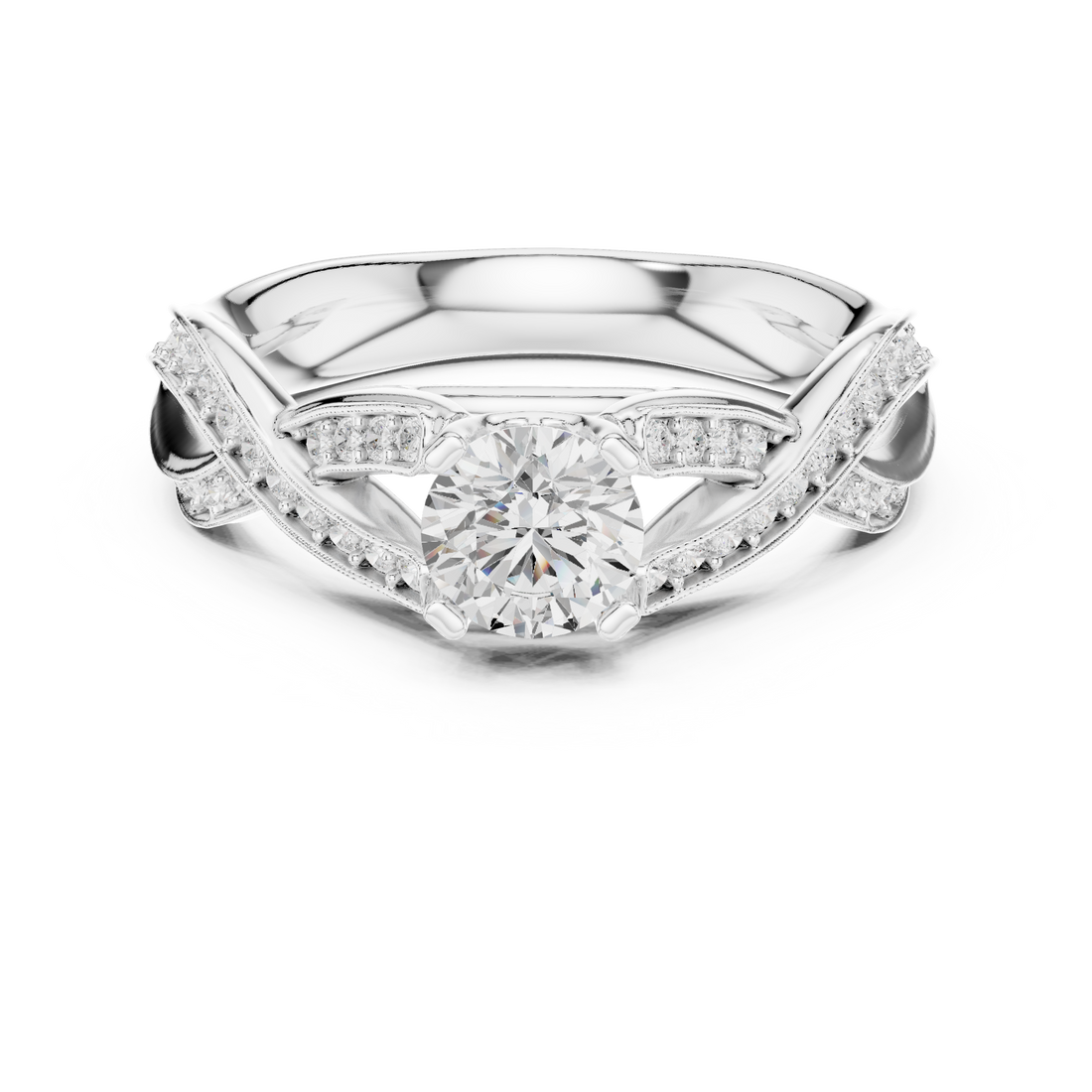 Sophisticated White Gold Diamond Ring with Infinity Design