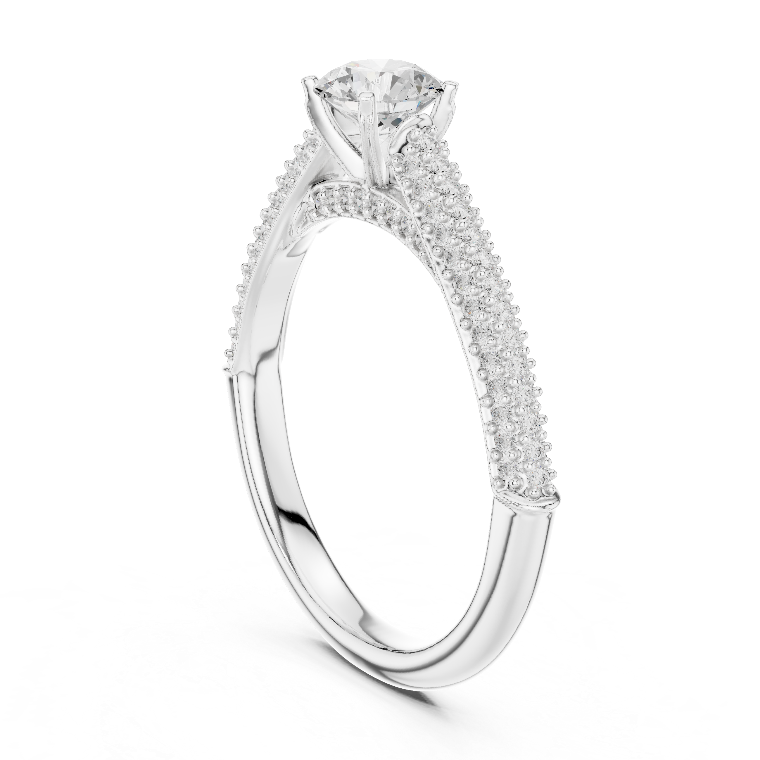 Dainty Double Pavé Diamond Engagement Ring | Rose Gold Solitaire Ring
