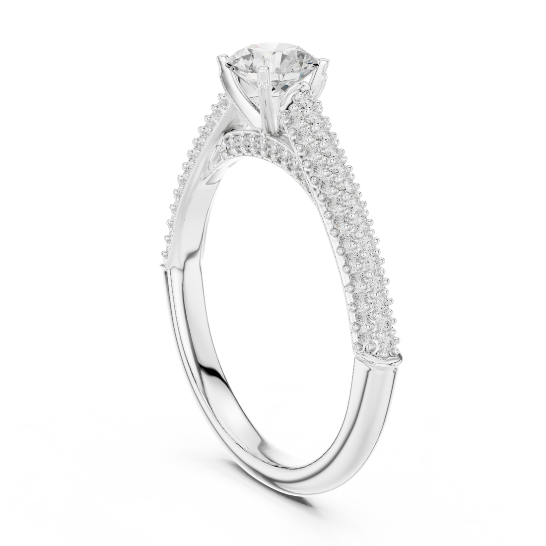 Dainty Double Pavé Diamond Engagement Ring | Rose Gold Solitaire Ring