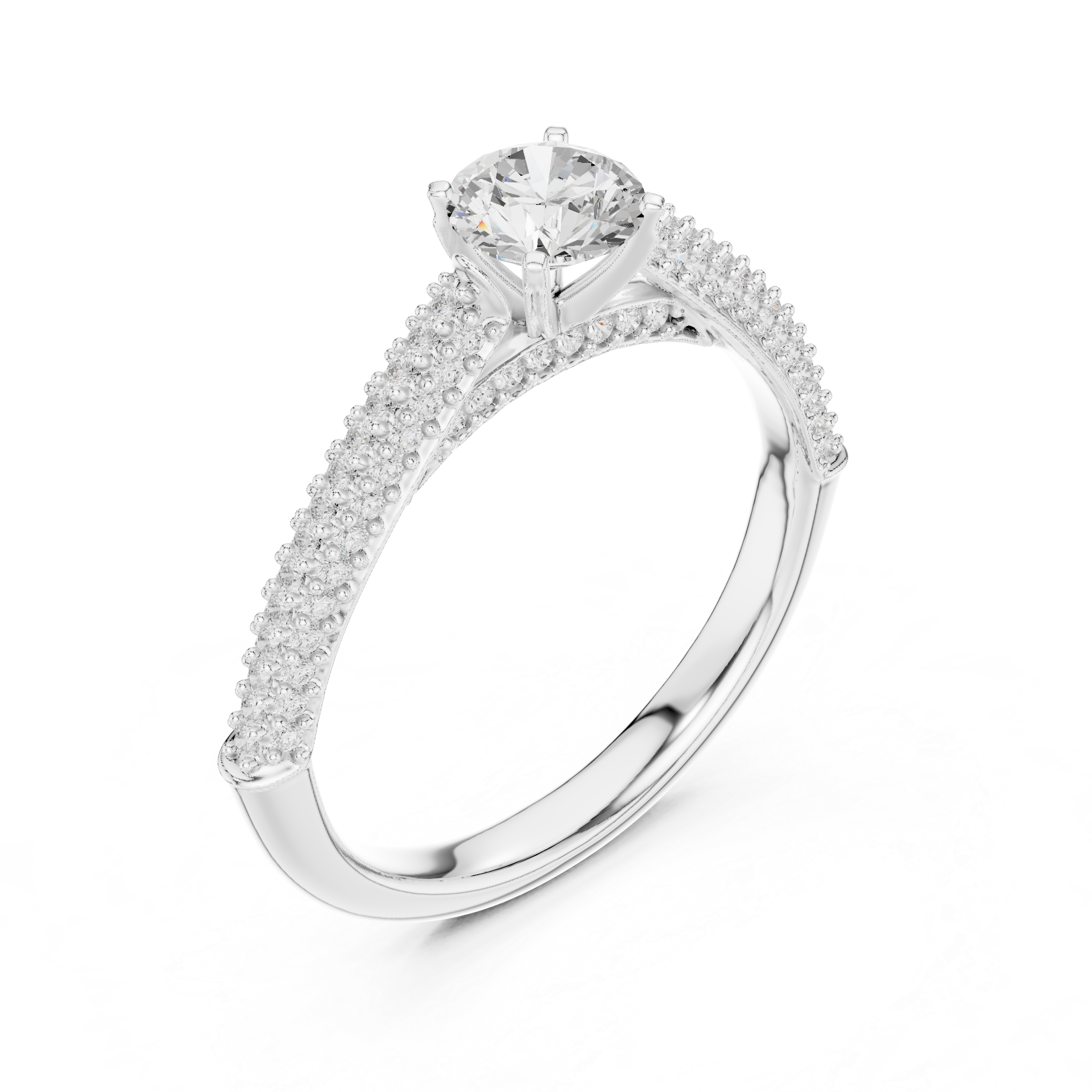 Dainty Double Pavé Diamond Engagement Ring | Rose Gold Solitaire Ring