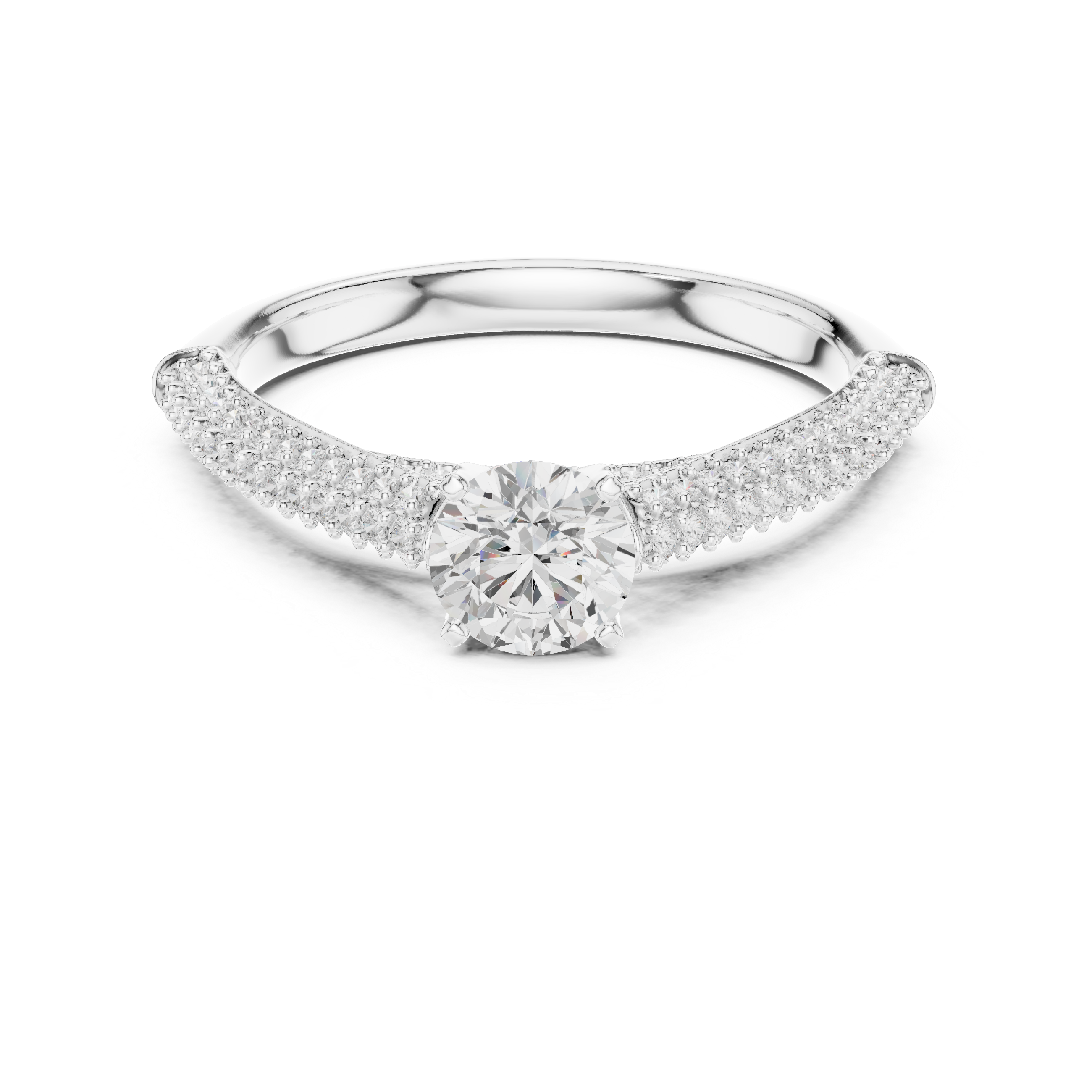 Dainty Double Pavé Diamond Engagement Ring | Rose Gold Solitaire Ring