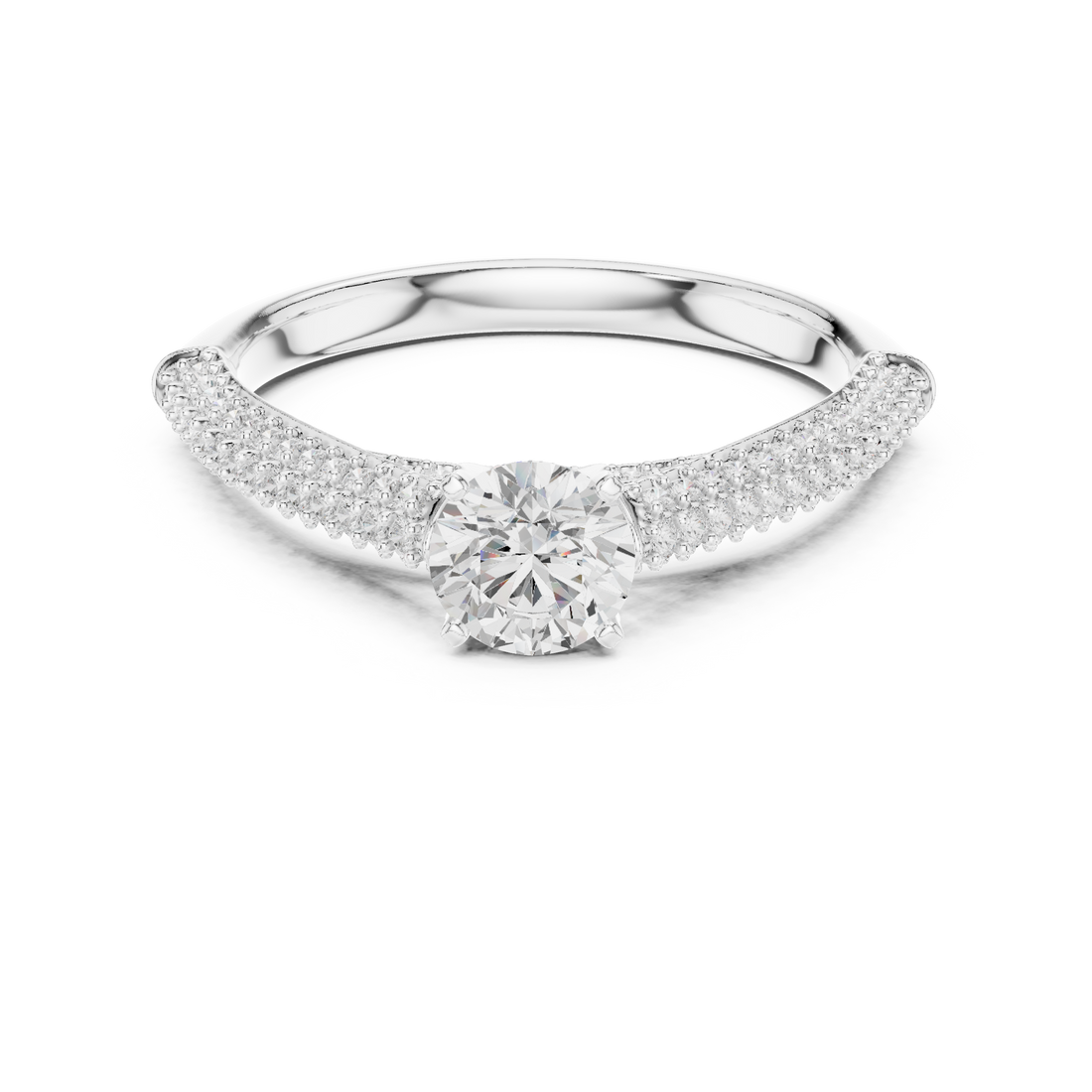Dainty Double Pavé Diamond Engagement Ring | Rose Gold Solitaire Ring