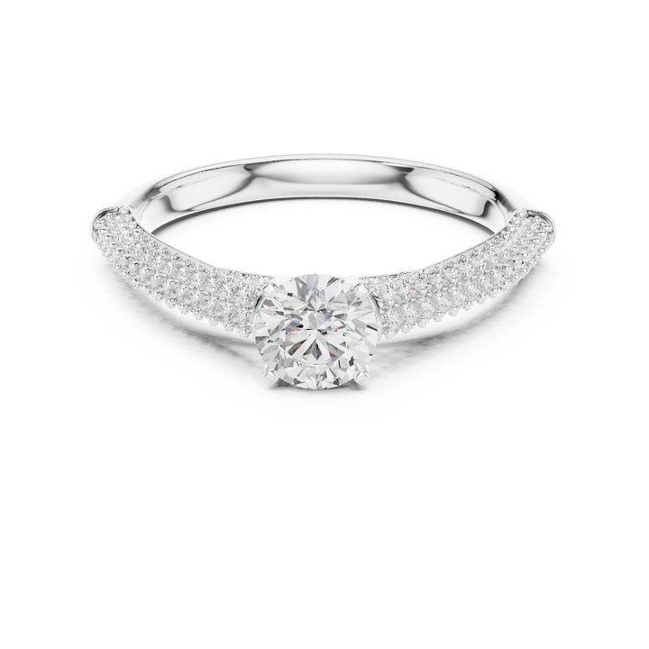 Dainty Double Pavé Diamond Engagement Ring | Rose Gold Solitaire Ring