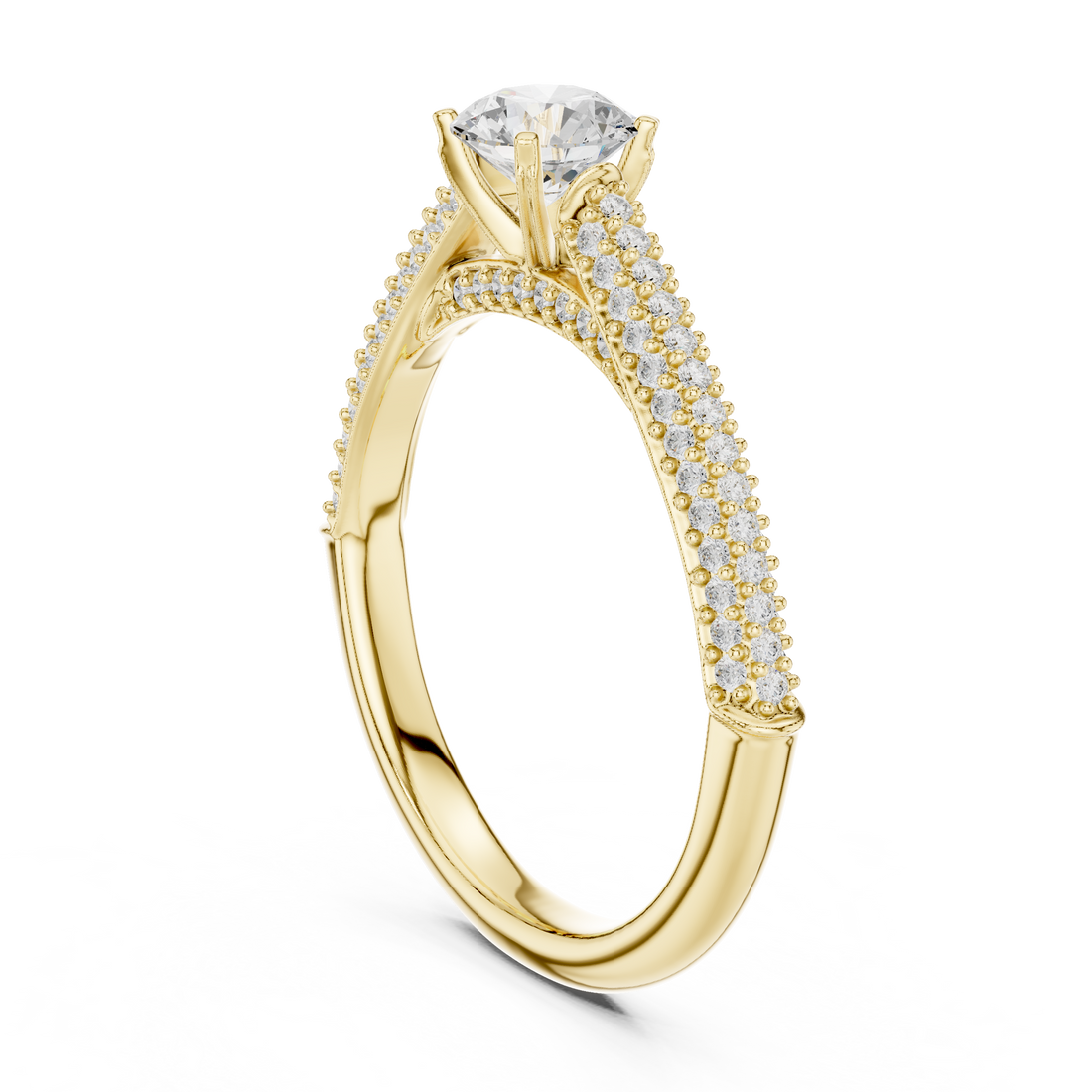 Dainty Double Pavé Diamond Engagement Ring | Rose Gold Solitaire Ring