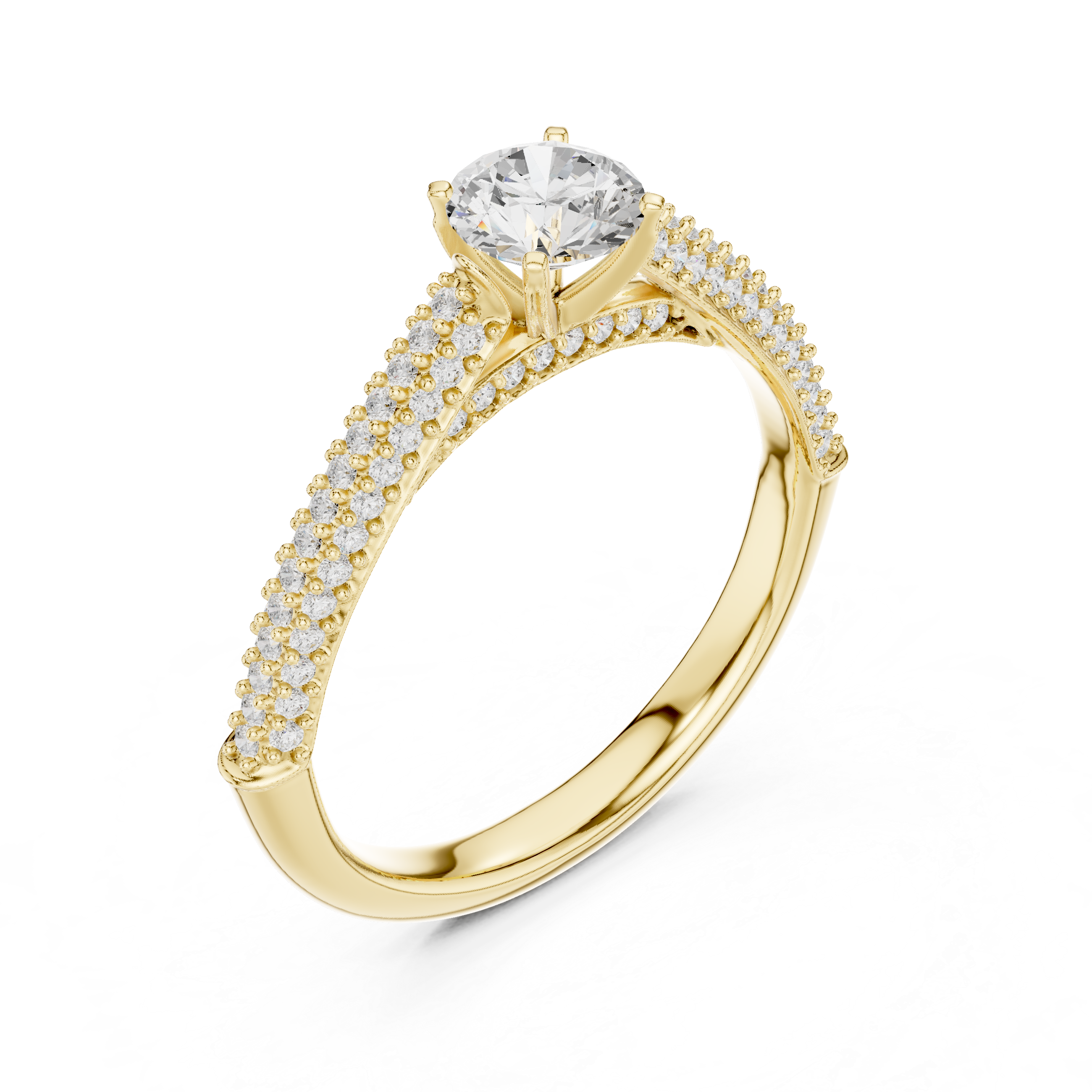 Dainty Double Pavé Diamond Engagement Ring | Rose Gold Solitaire Ring