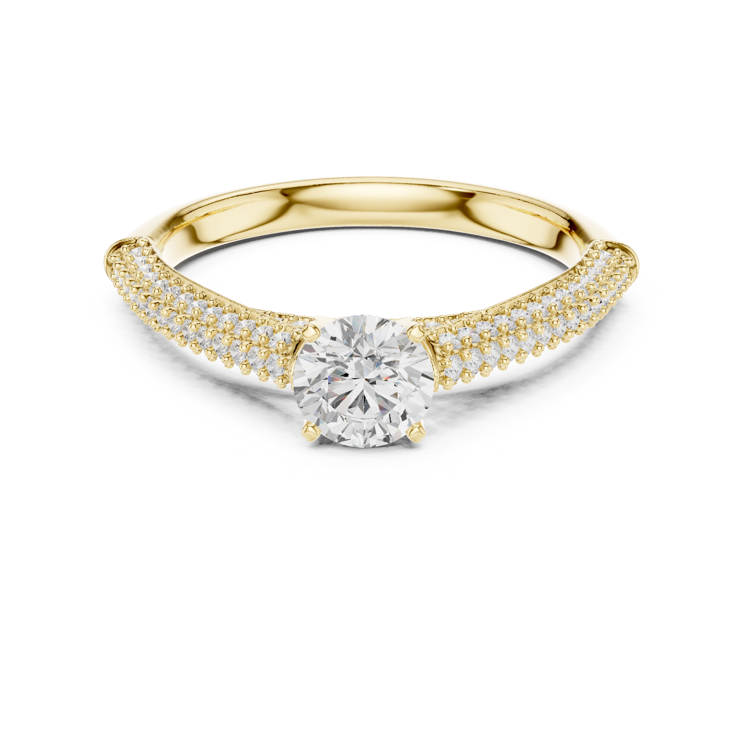 Dainty Double Pavé Diamond Engagement Ring | Rose Gold Solitaire Ring