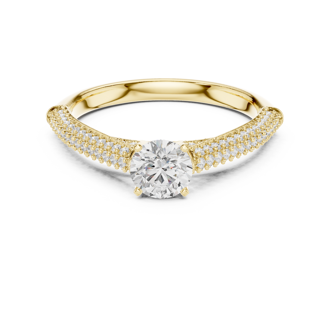Dainty Double Pavé Diamond Engagement Ring | Rose Gold Solitaire Ring