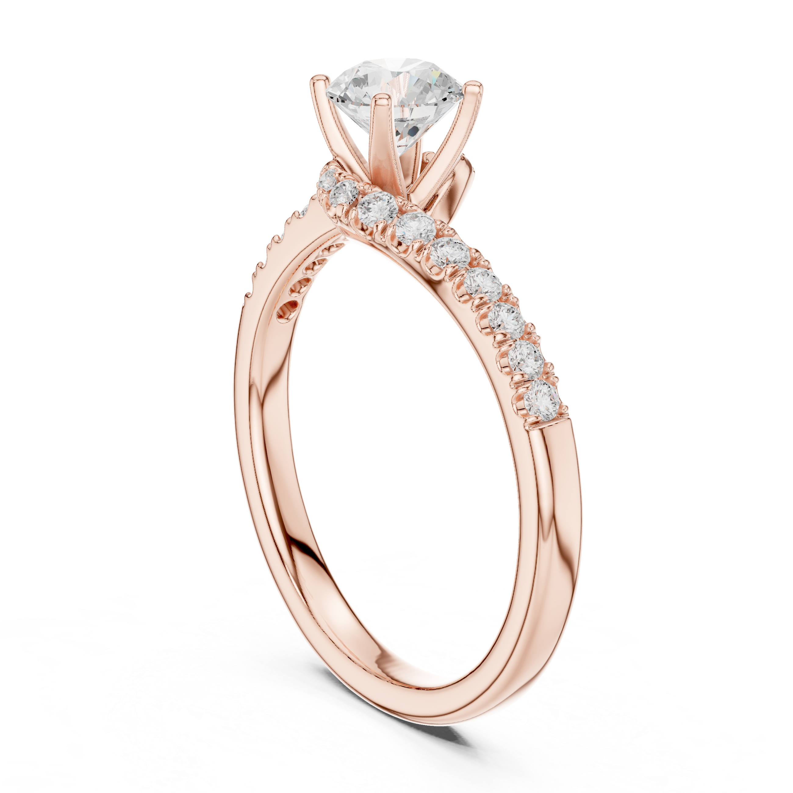 Vintage Style Twisted Diamond Engagement Ring | Bypass Bridal Ring
