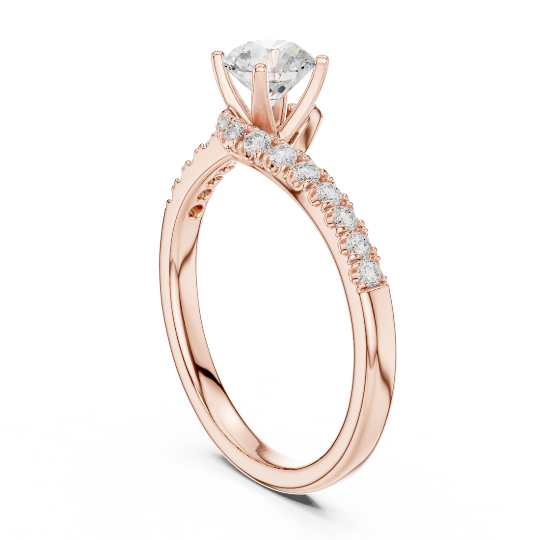Vintage Style Twisted Diamond Engagement Ring | Bypass Bridal Ring