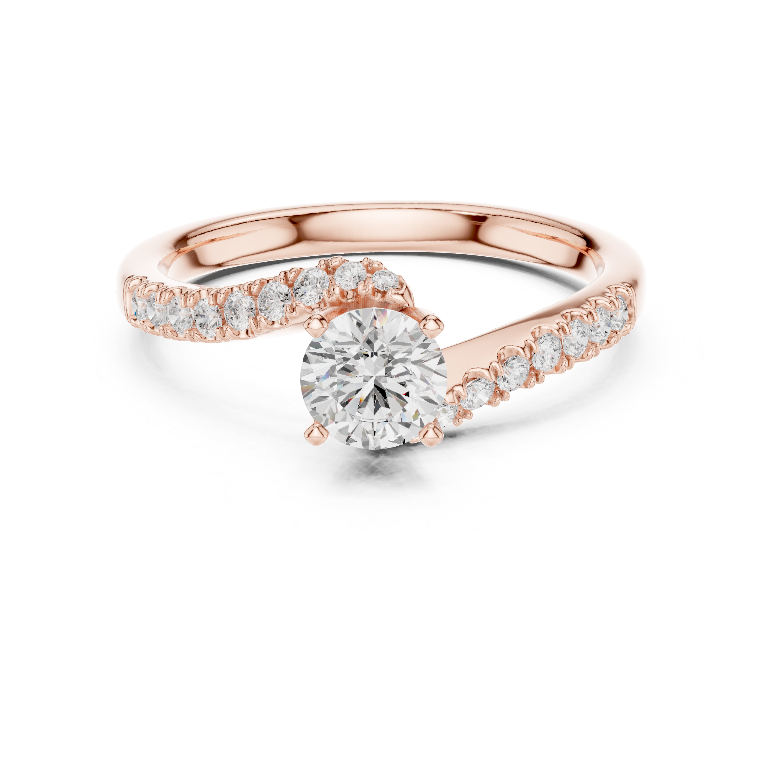 Vintage Style Twisted Diamond Engagement Ring | Bypass Bridal Ring